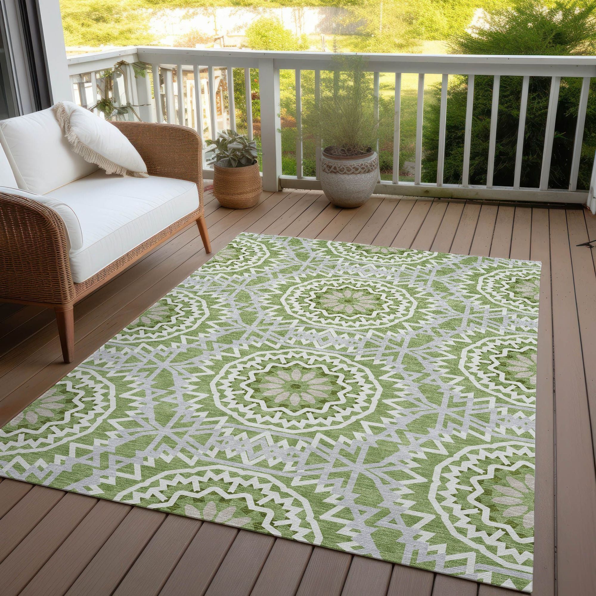 Machine Made ACN619 Green  Rugs #color_green 