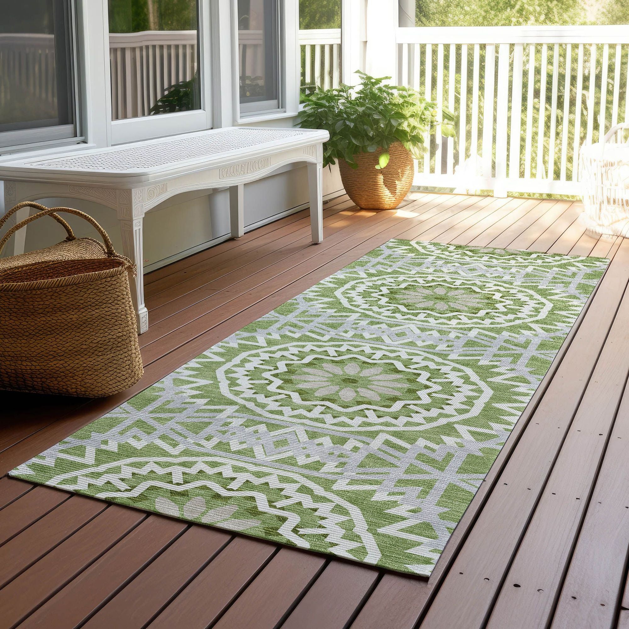 Machine Made ACN619 Green  Rugs #color_green 