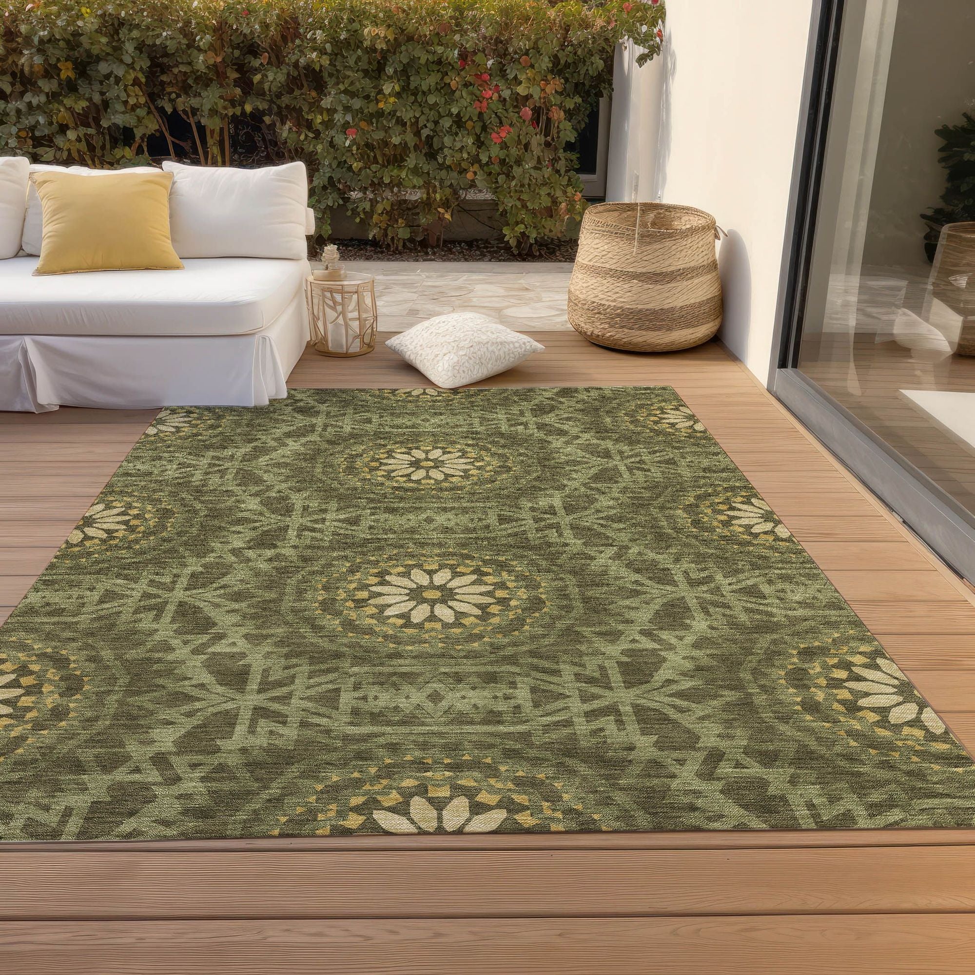 Machine Made ACN619 Olive Green Rugs #color_olive green