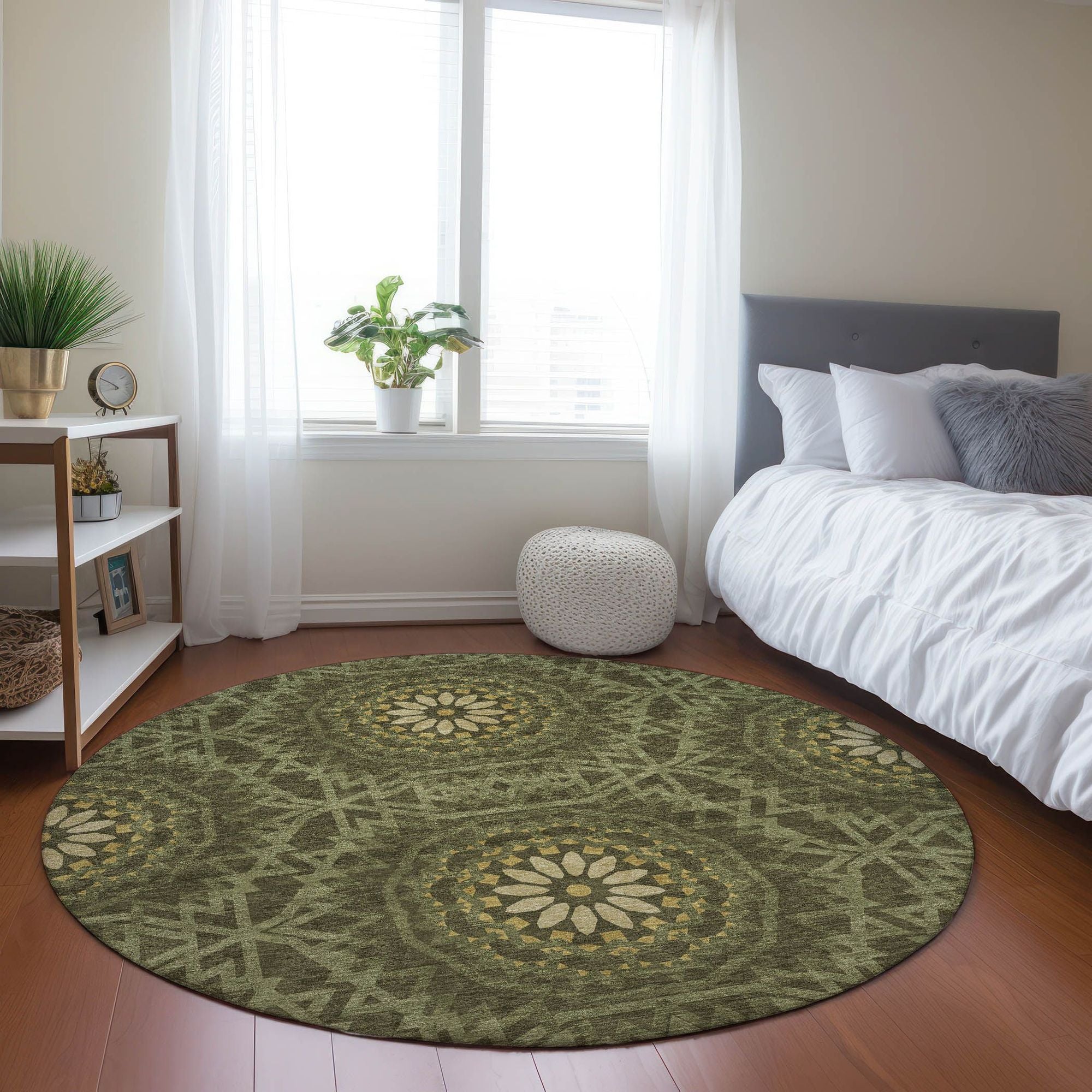 Machine Made ACN619 Olive Green Rugs #color_olive green