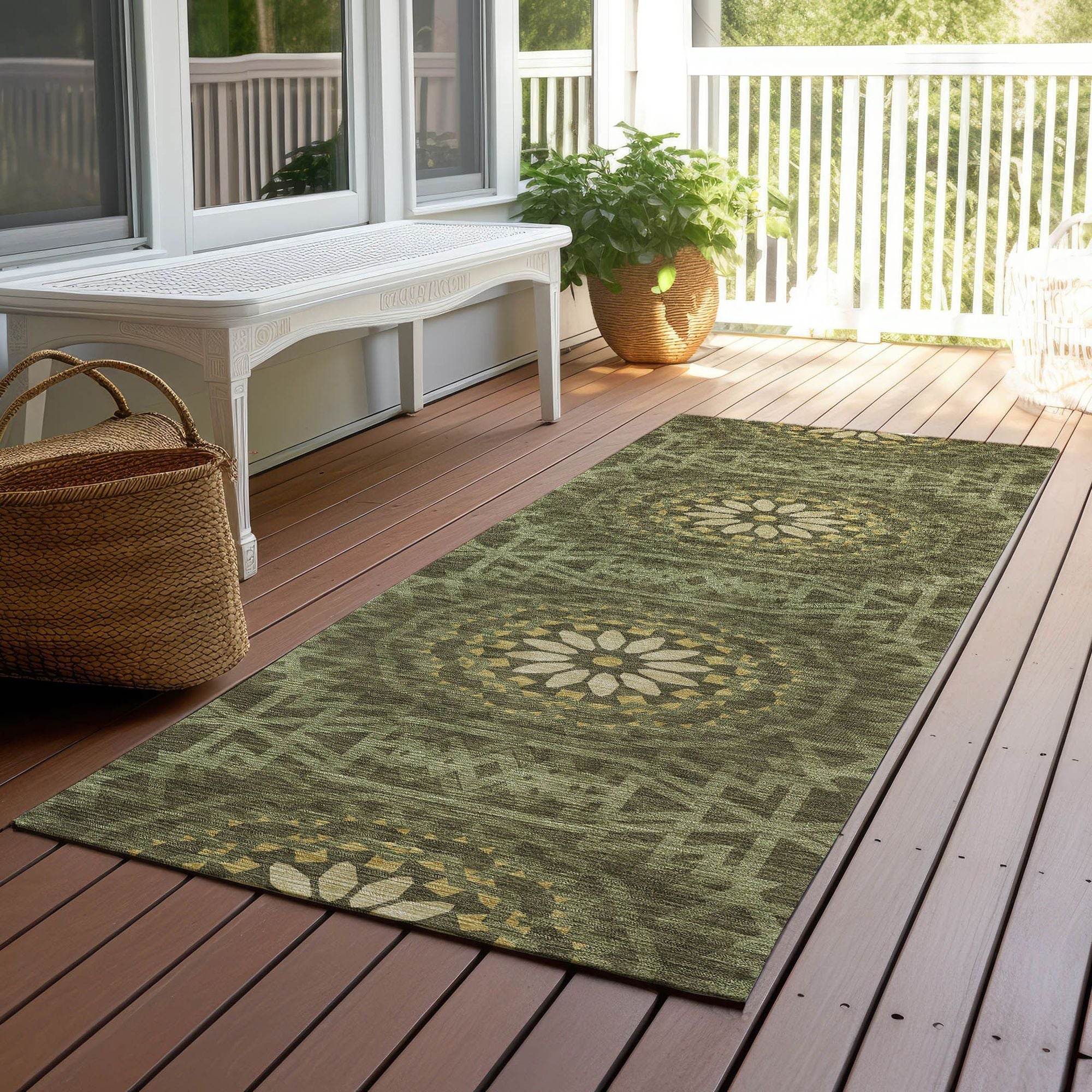 Machine Made ACN619 Olive Green Rugs #color_olive green