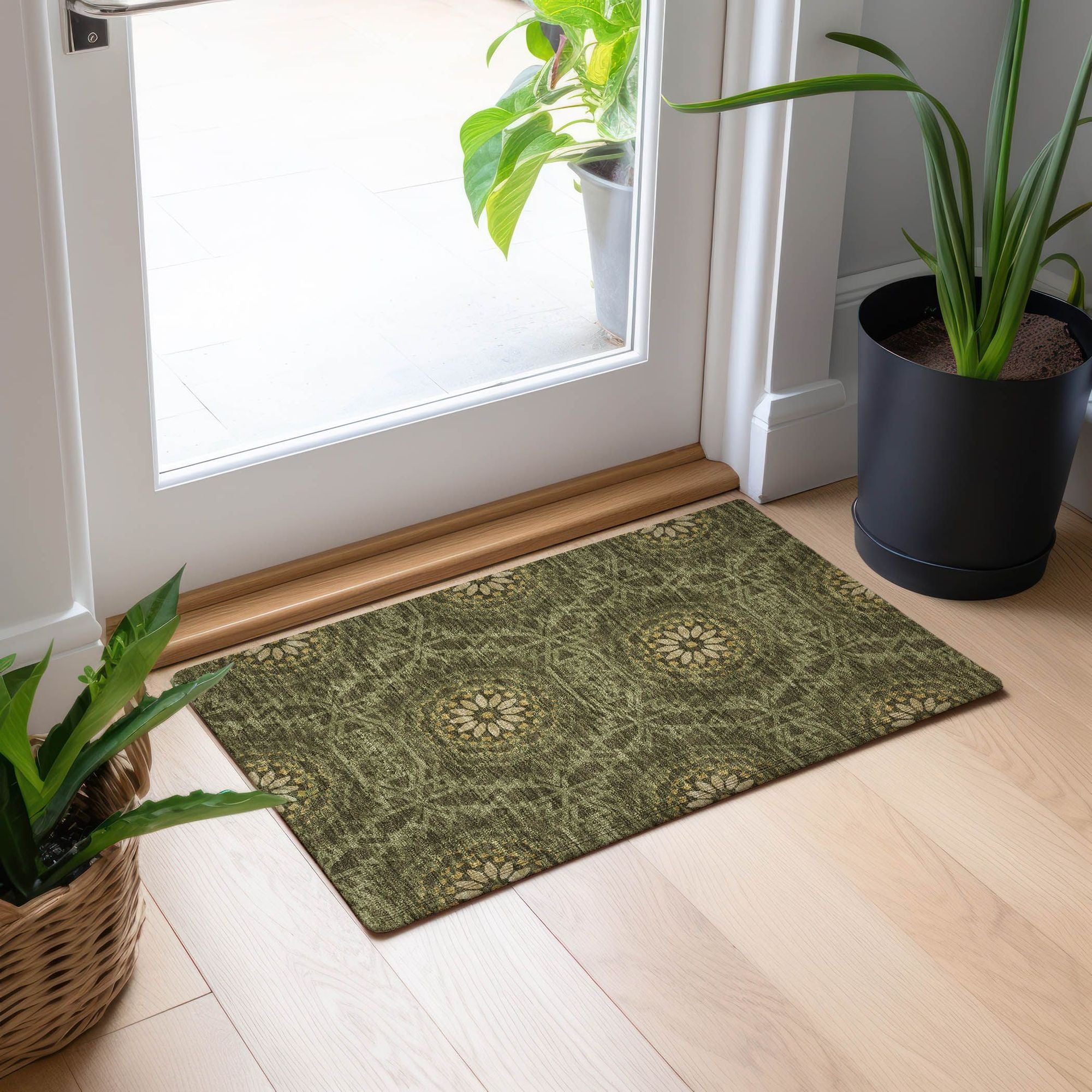 Machine Made ACN619 Olive Green Rugs #color_olive green