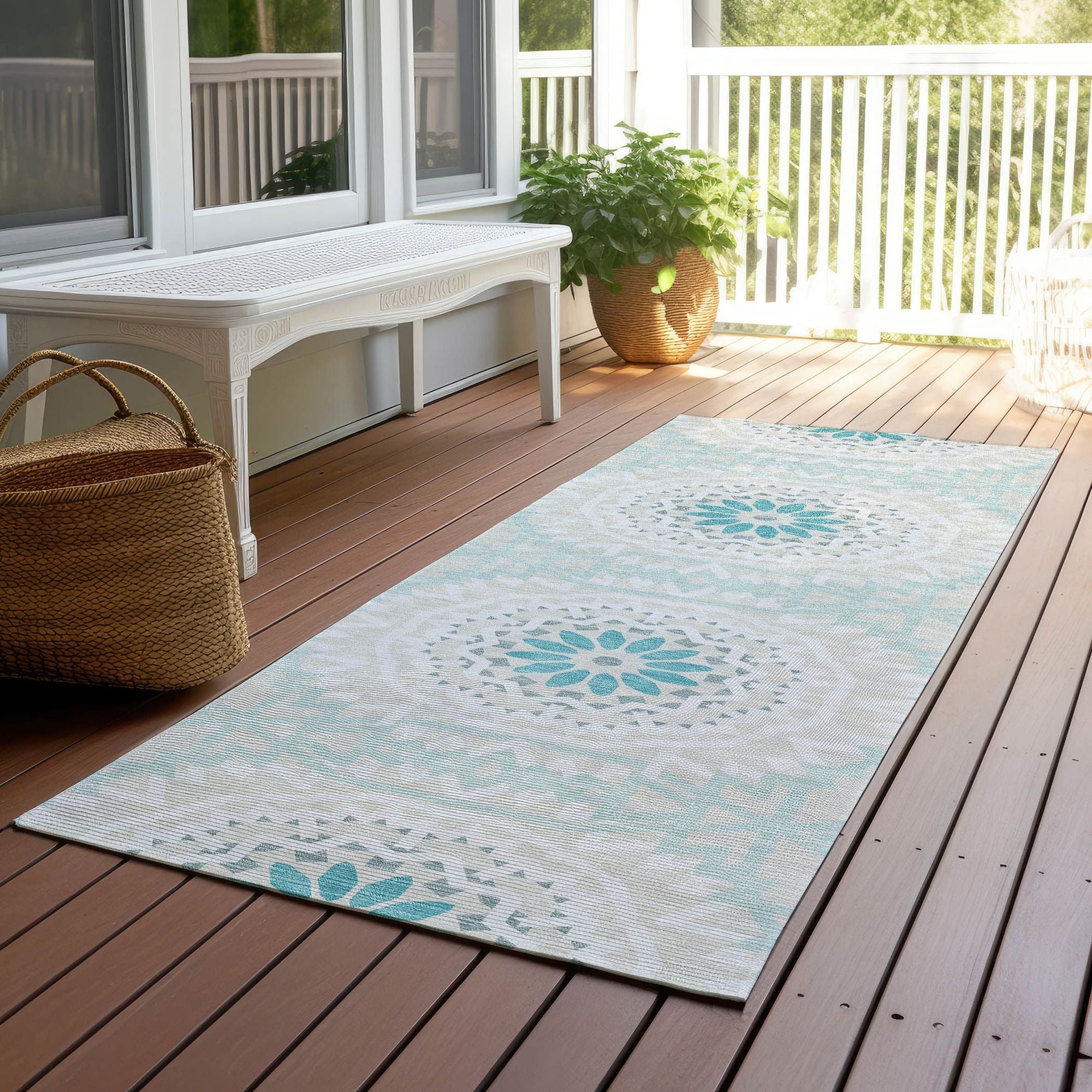 Machine Made ACN619 Teal  Rugs #color_teal 