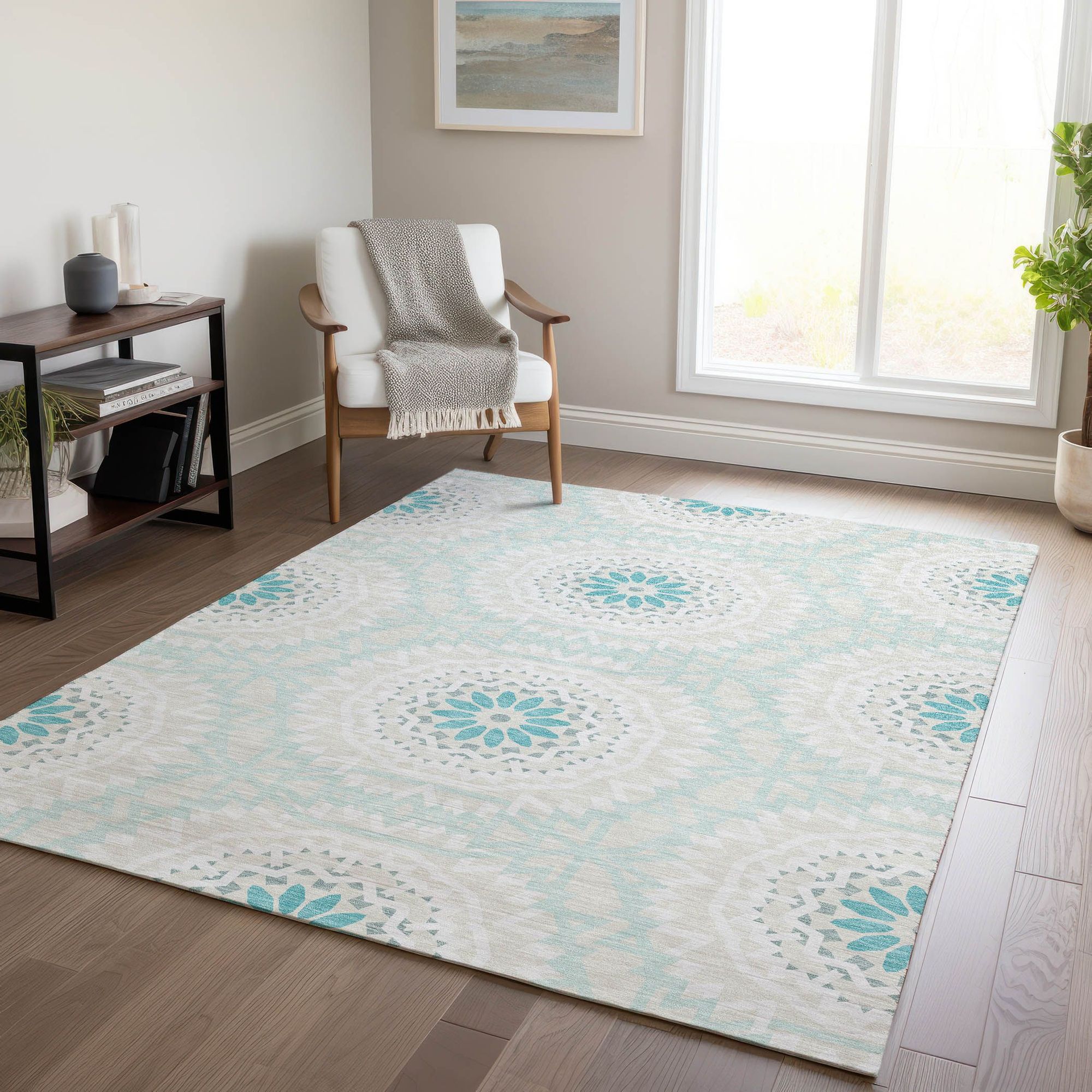 Machine Made ACN619 Teal  Rugs #color_teal 