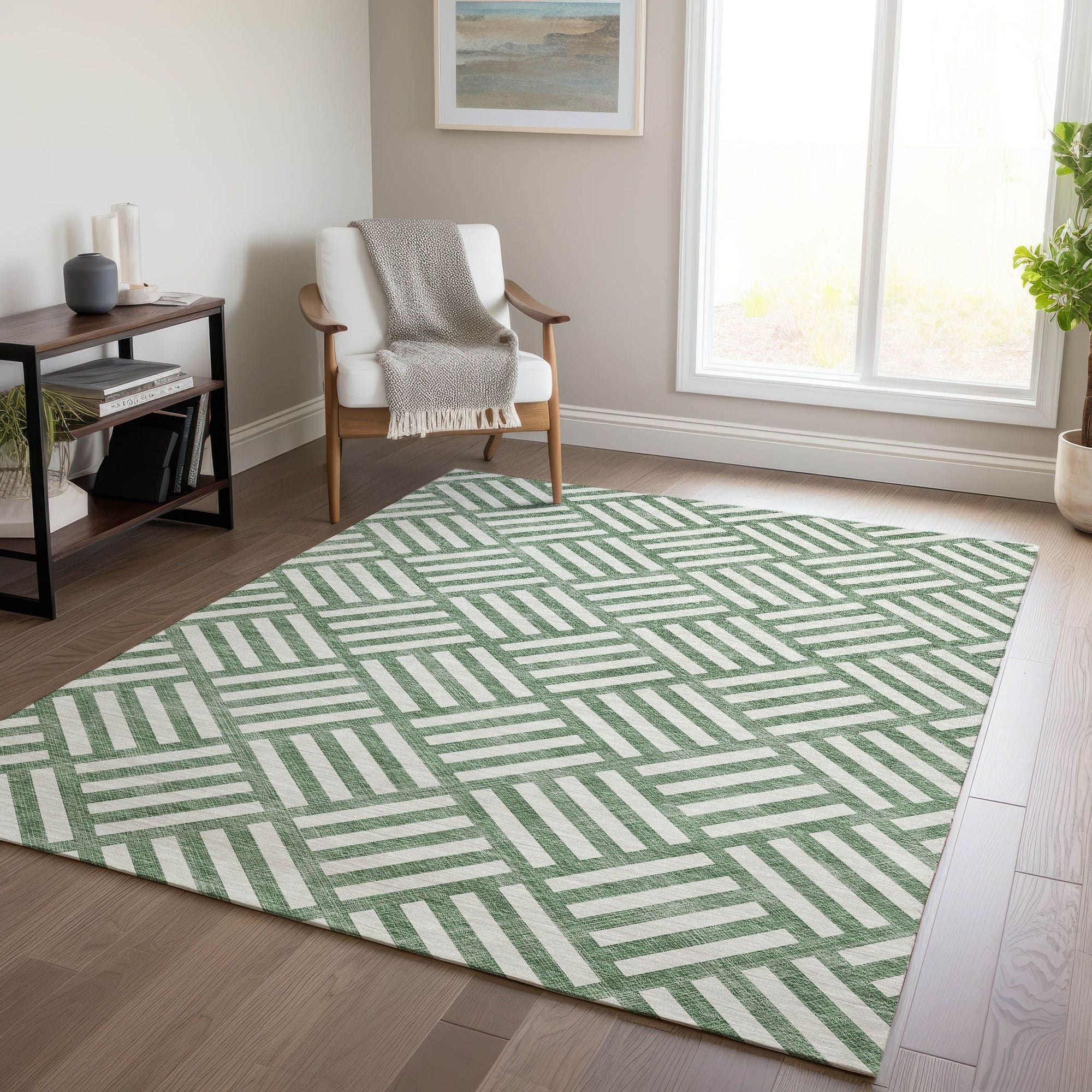 Machine Made ACN620 Green  Rugs #color_green 