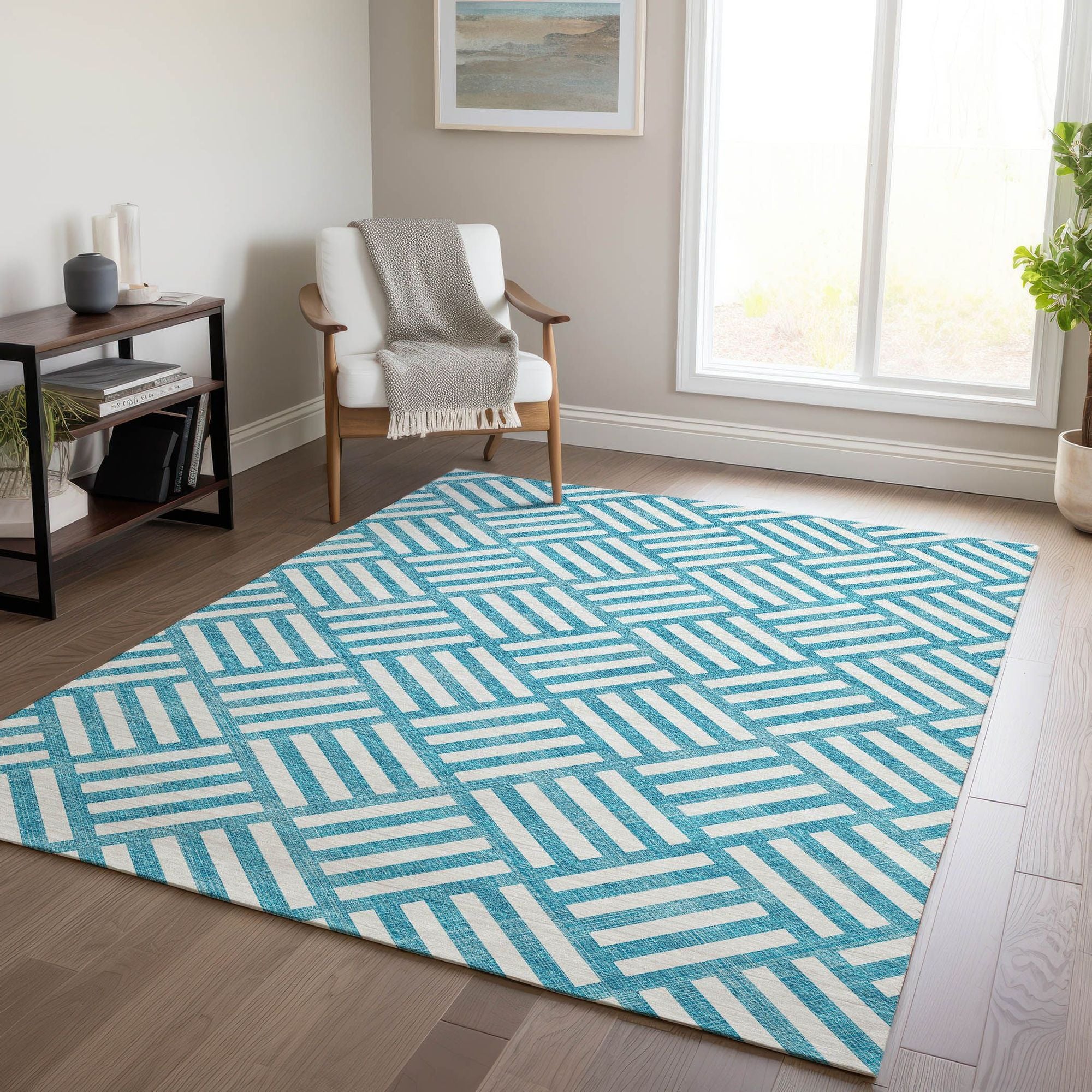 Machine Made ACN620 Teal  Rugs #color_teal 