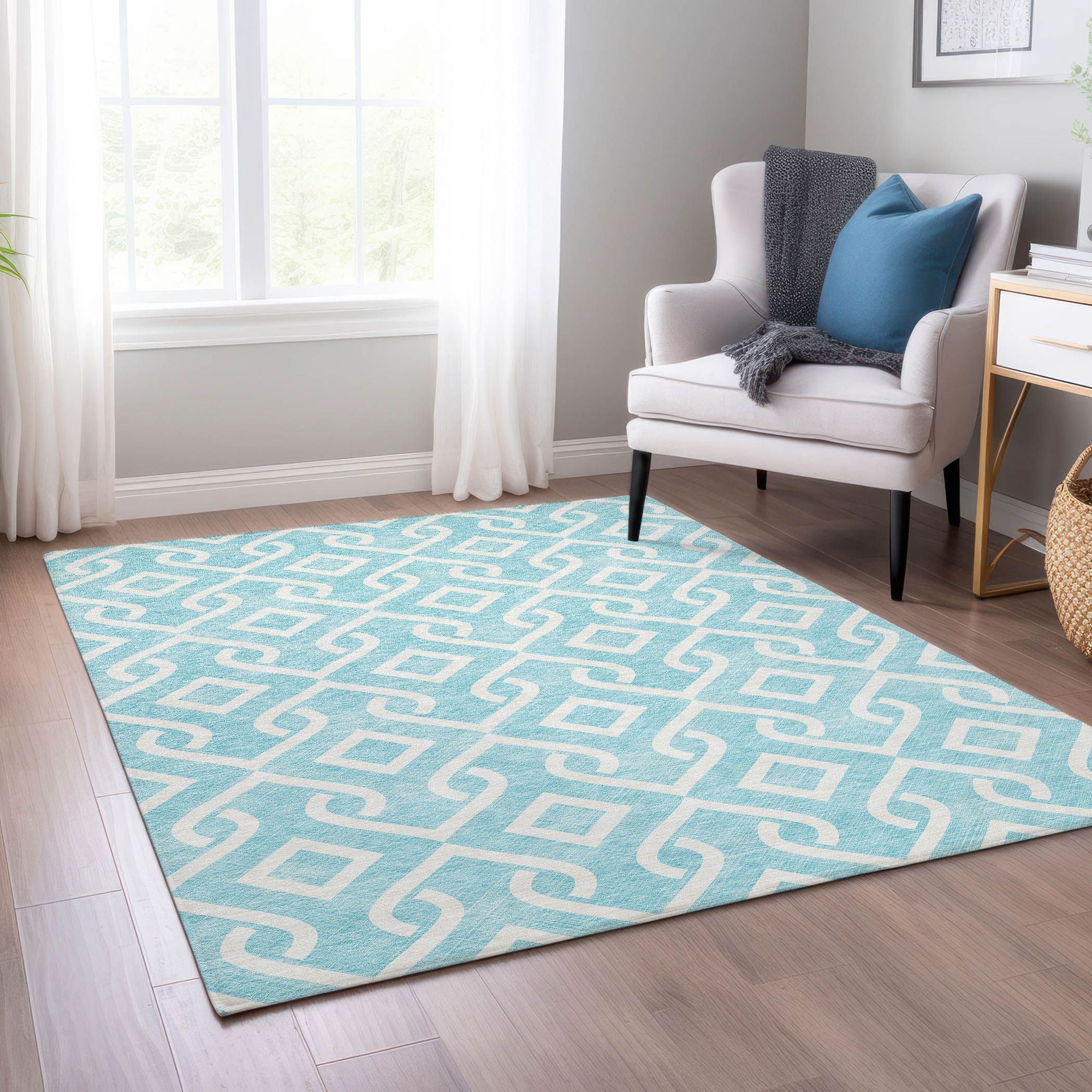 Machine Made ACN621 Aqua Teal Rugs #color_aqua teal