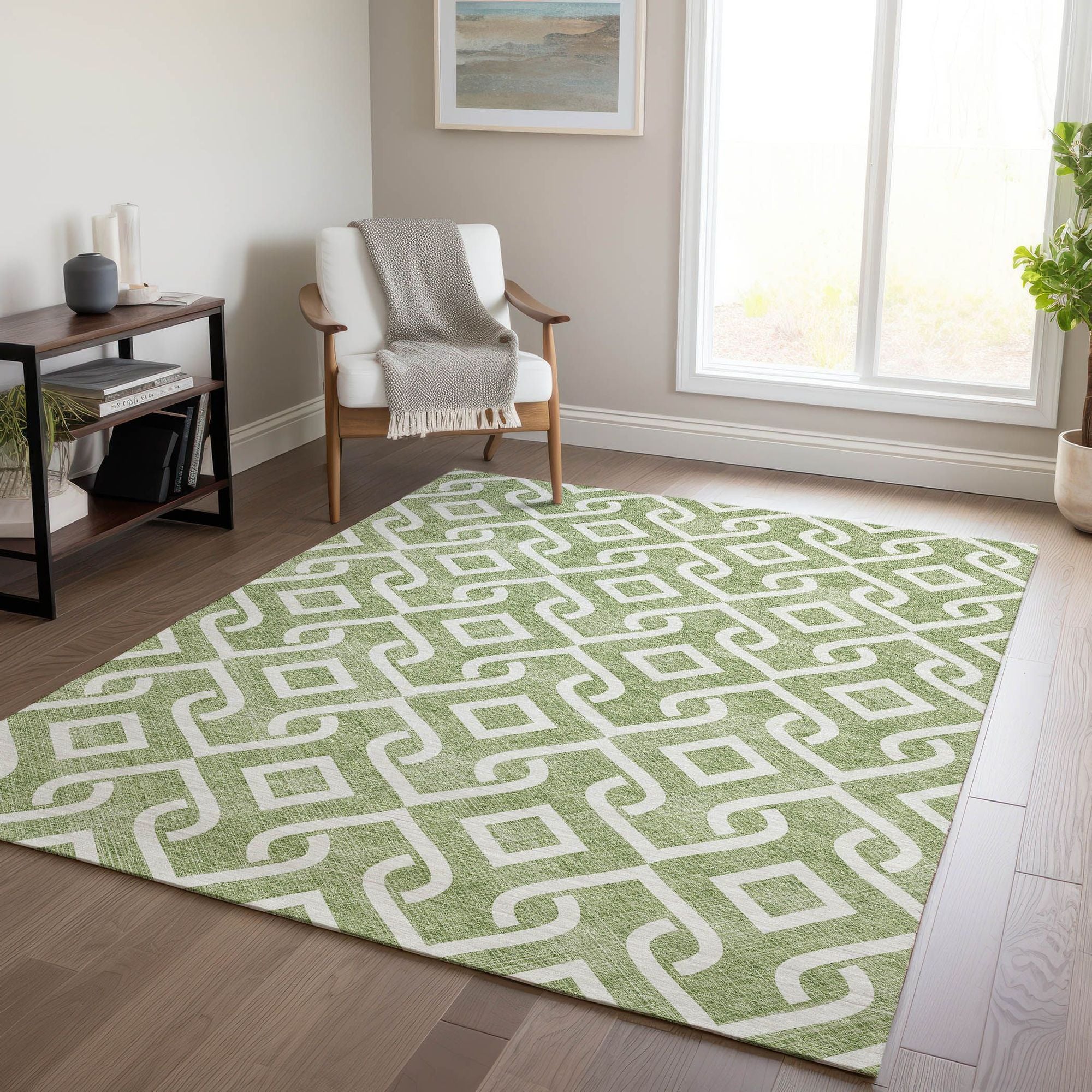 Machine Made ACN621 Green  Rugs #color_green 