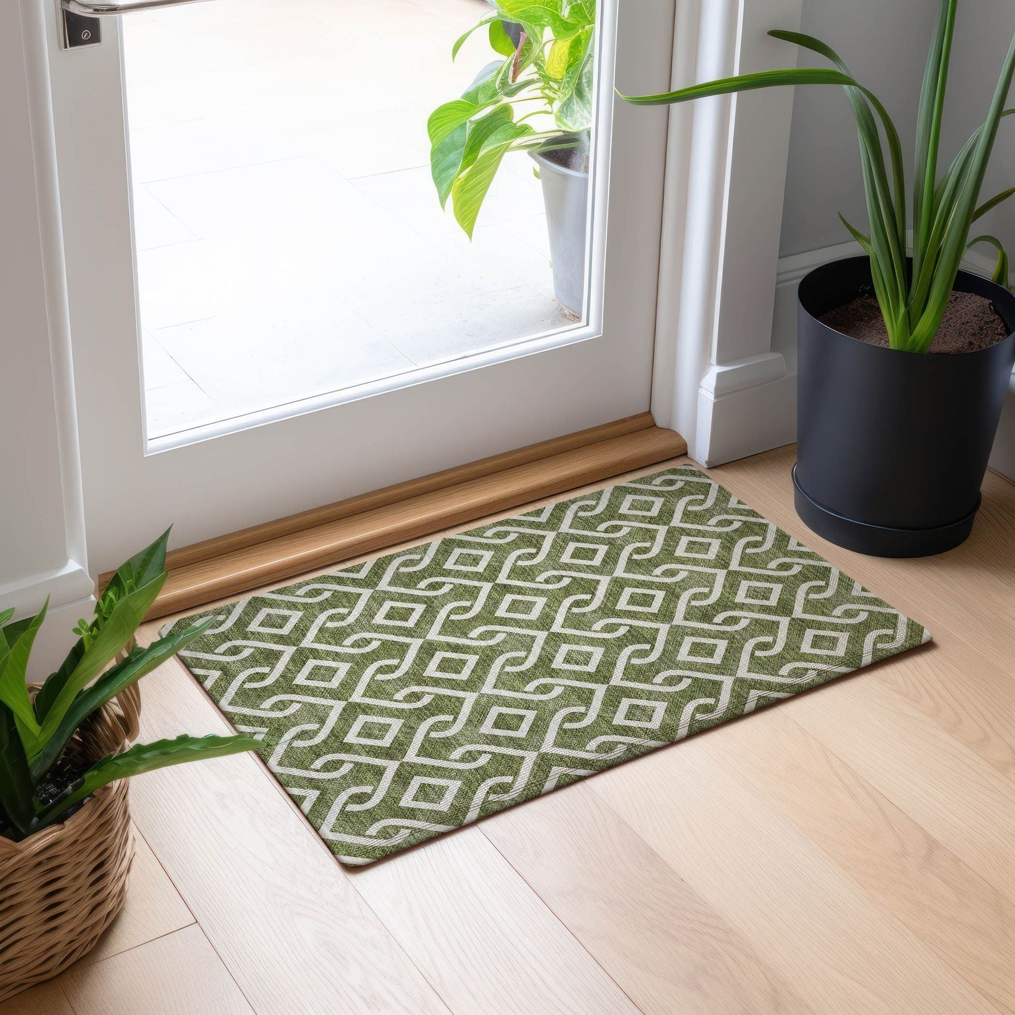 Machine Made ACN621 Olive Green Rugs #color_olive green