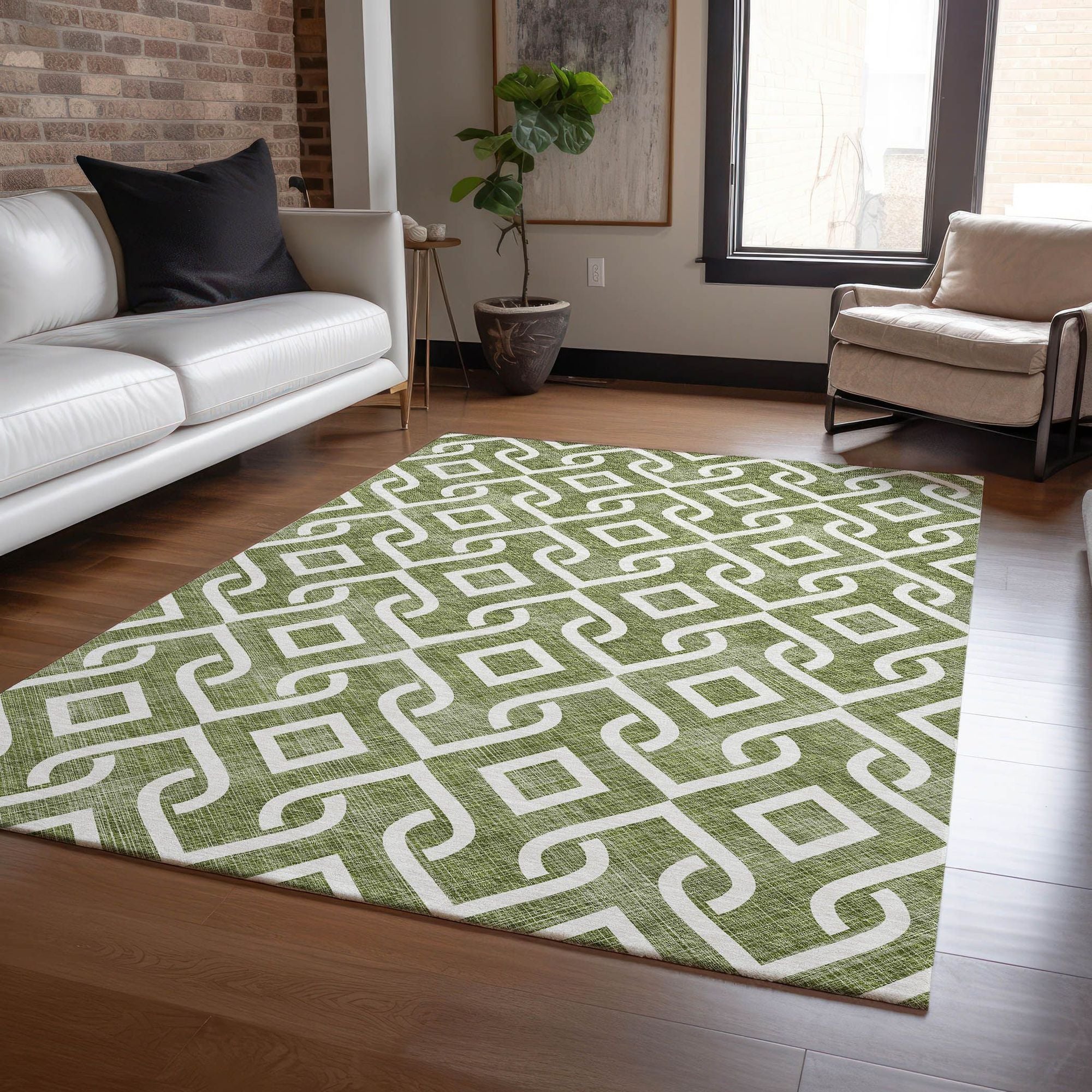 Machine Made ACN621 Olive Green Rugs #color_olive green