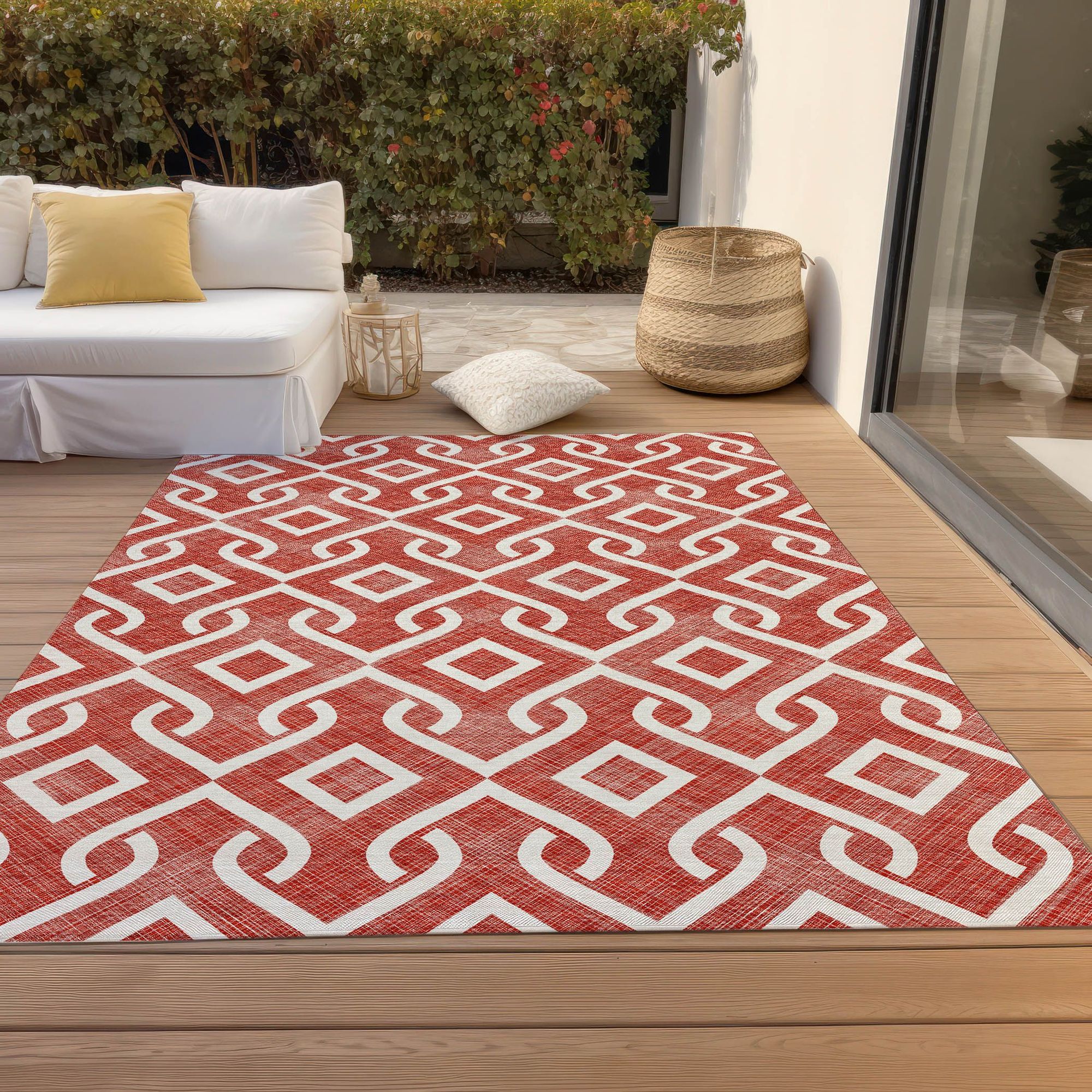 Machine Made ACN621 Red  Rugs #color_red 