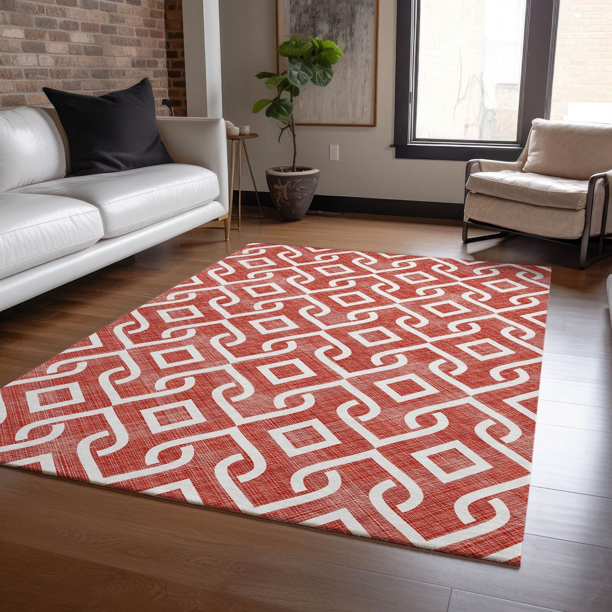 Machine Made ACN621 Red  Rugs #color_red 