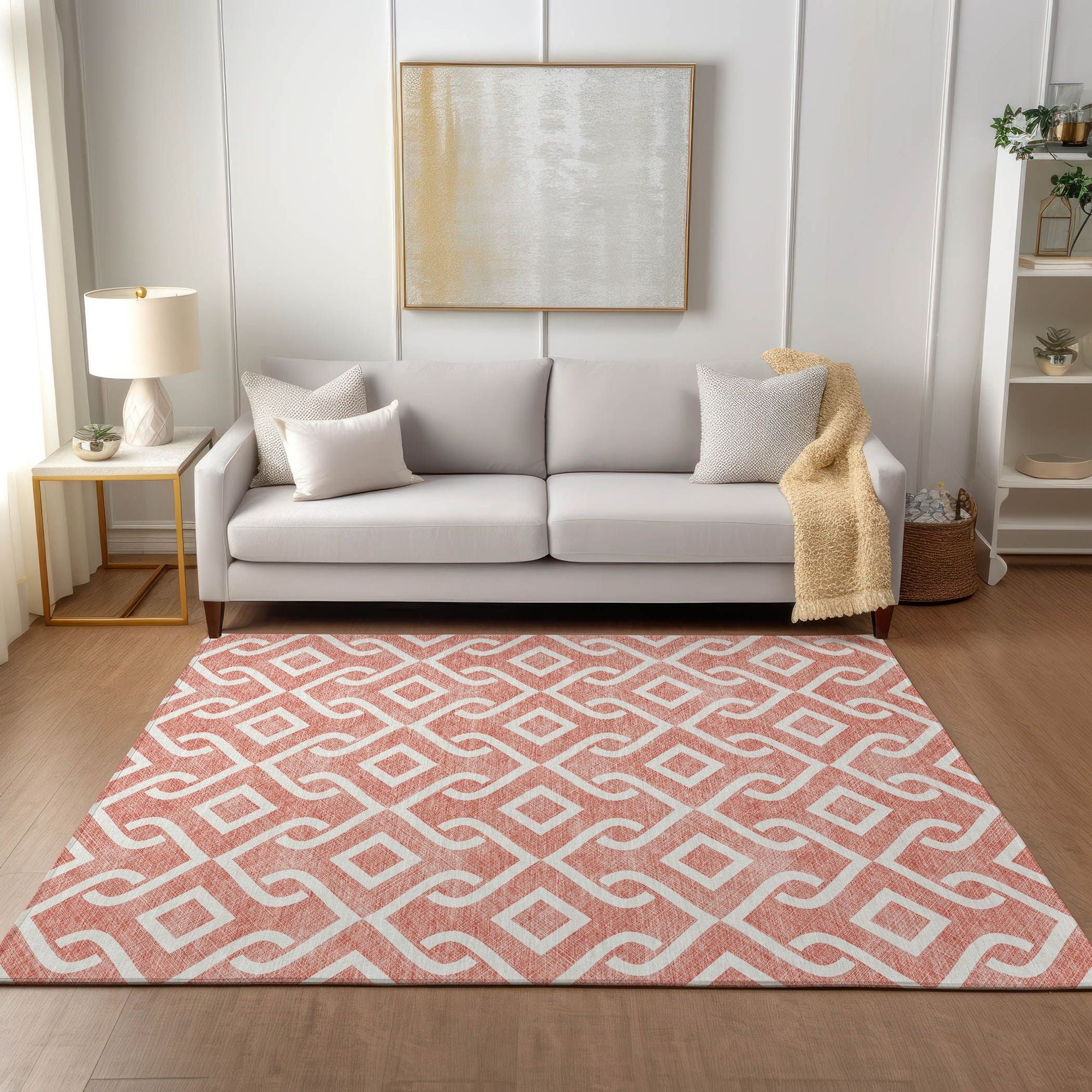 Machine Made ACN621 Salmon Orange Rugs #color_salmon orange