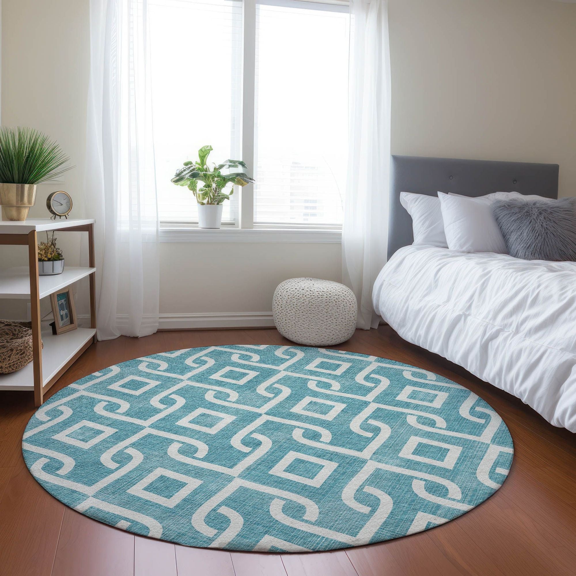 Machine Made ACN621 Teal  Rugs #color_teal 