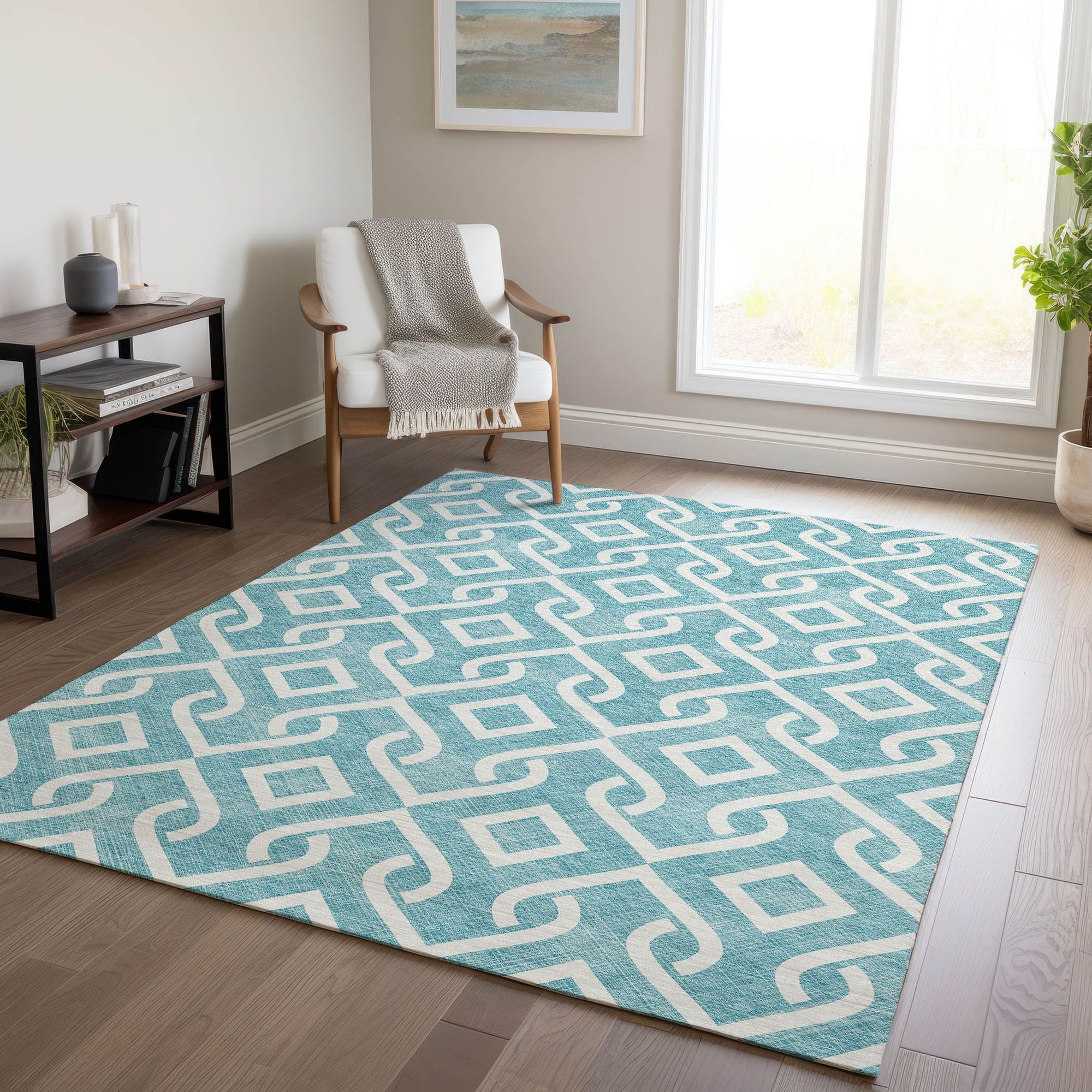 Machine Made ACN621 Teal  Rugs #color_teal 