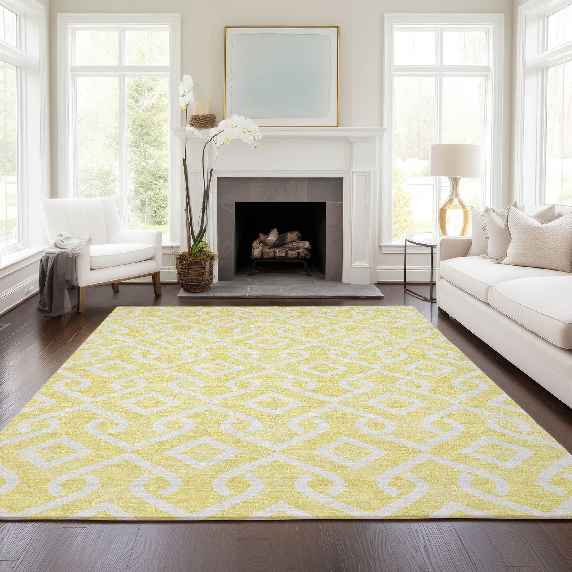 Machine Made ACN621 Yellow Gold Rugs #color_yellow gold