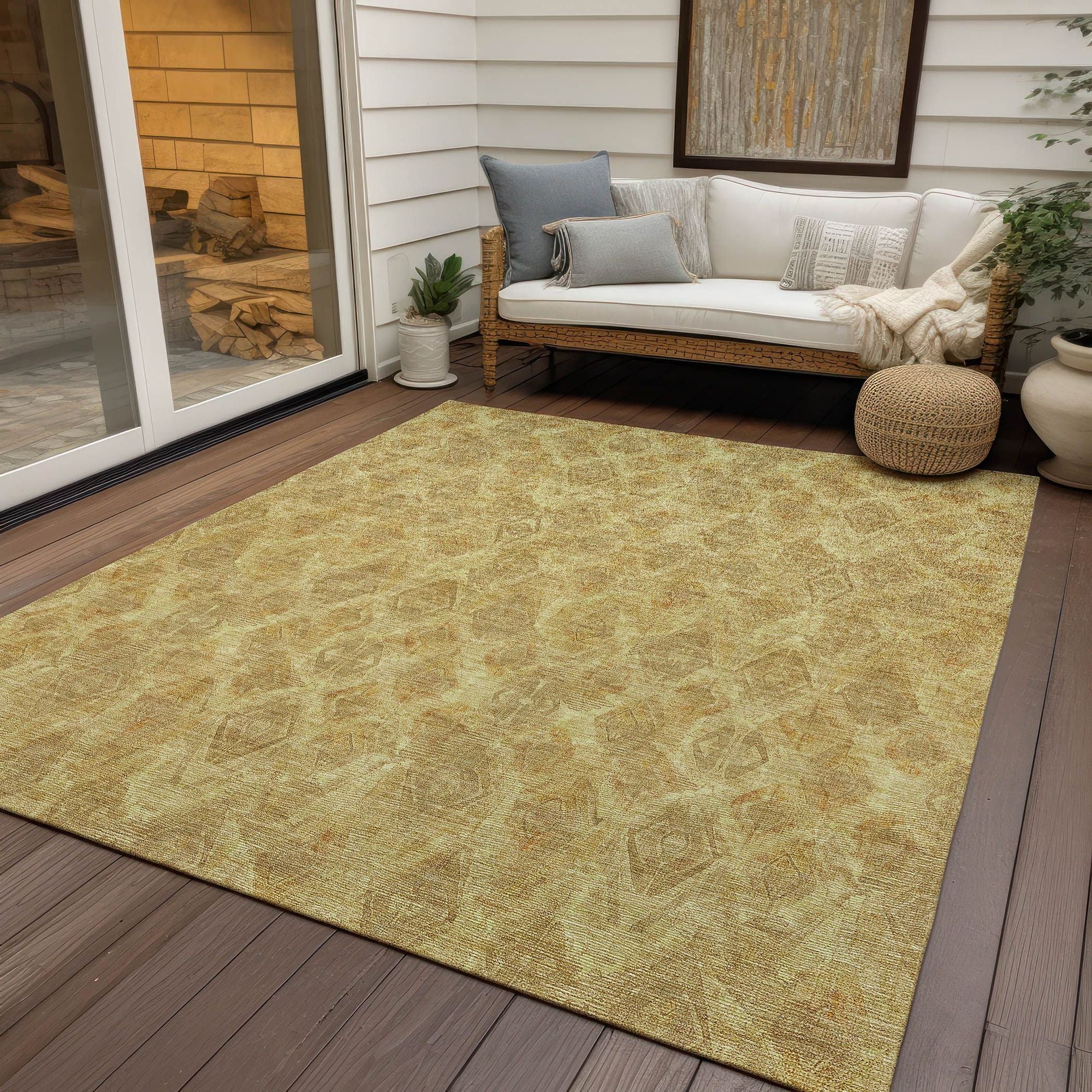 Machine Made ACN622 Gold  Rugs #color_gold 