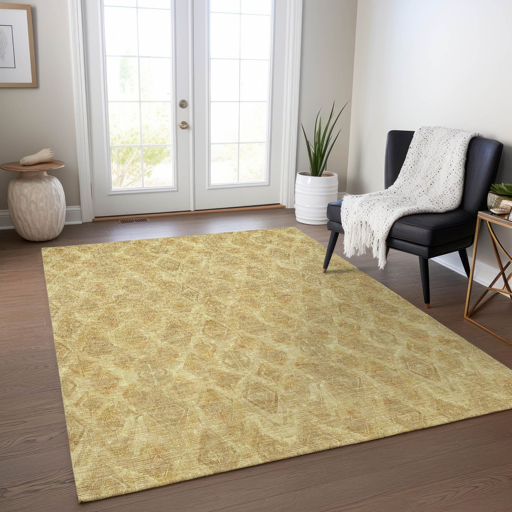 Machine Made ACN622 Gold  Rugs #color_gold 