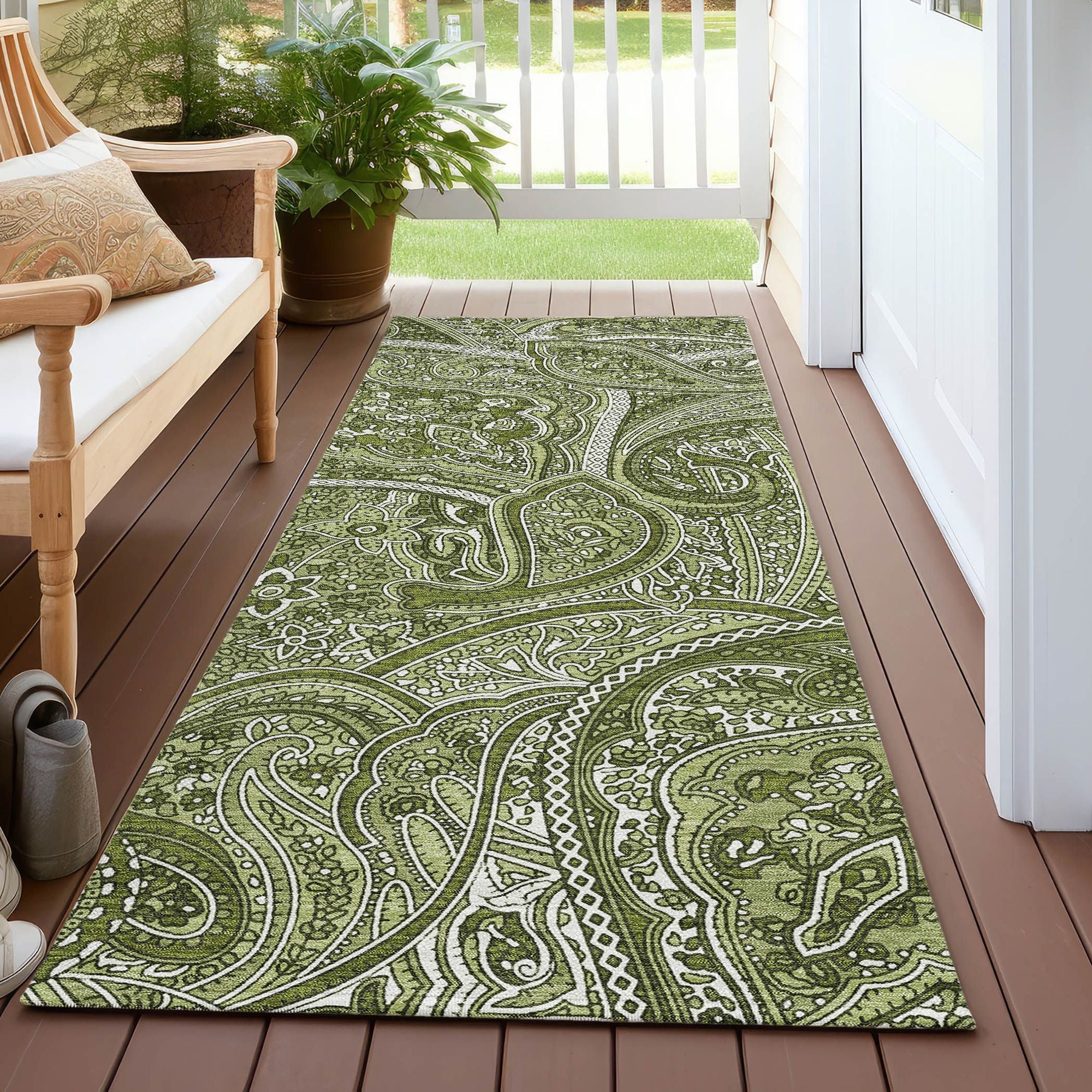 Machine Made ACN623 Green  Rugs #color_green 