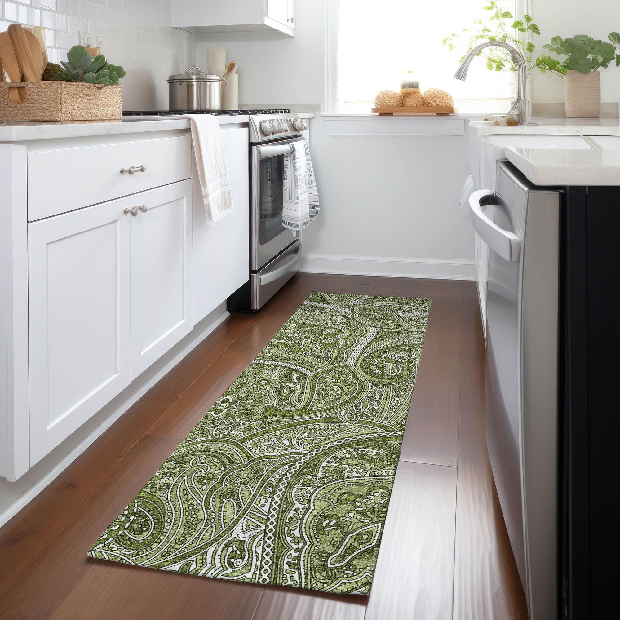 Machine Made ACN623 Green  Rugs #color_green 