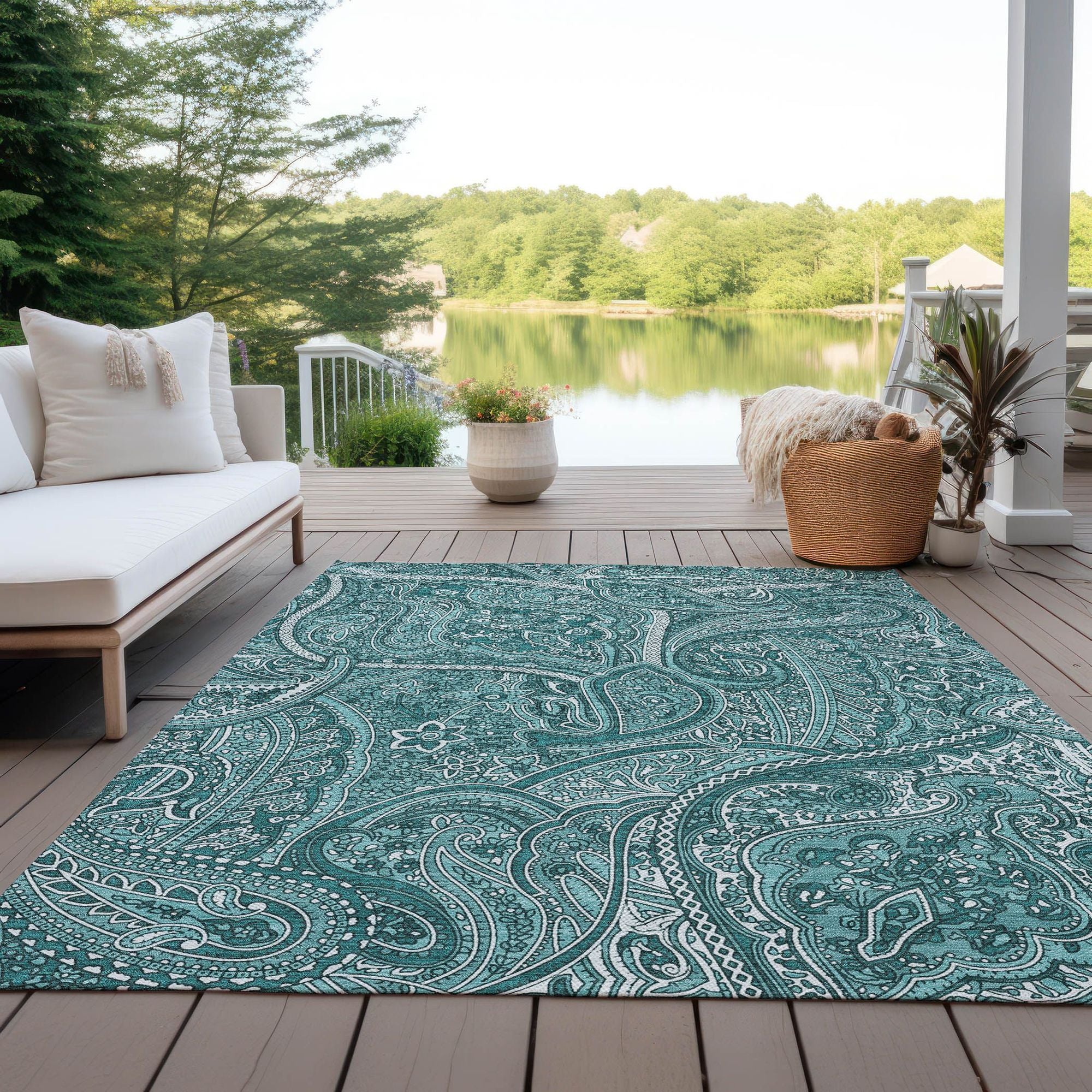 Machine Made ACN623 Teal  Rugs #color_teal 