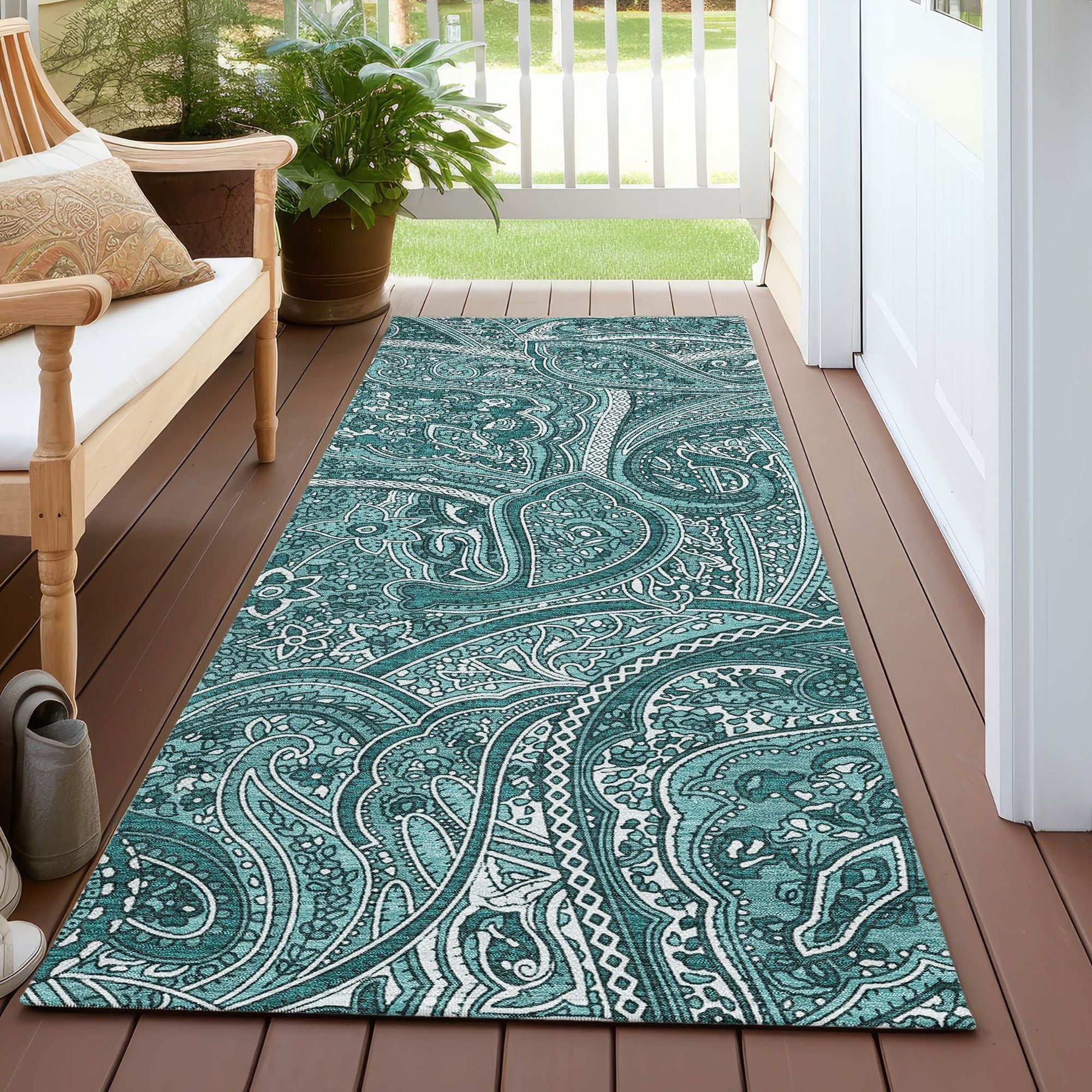 Machine Made ACN623 Teal  Rugs #color_teal 