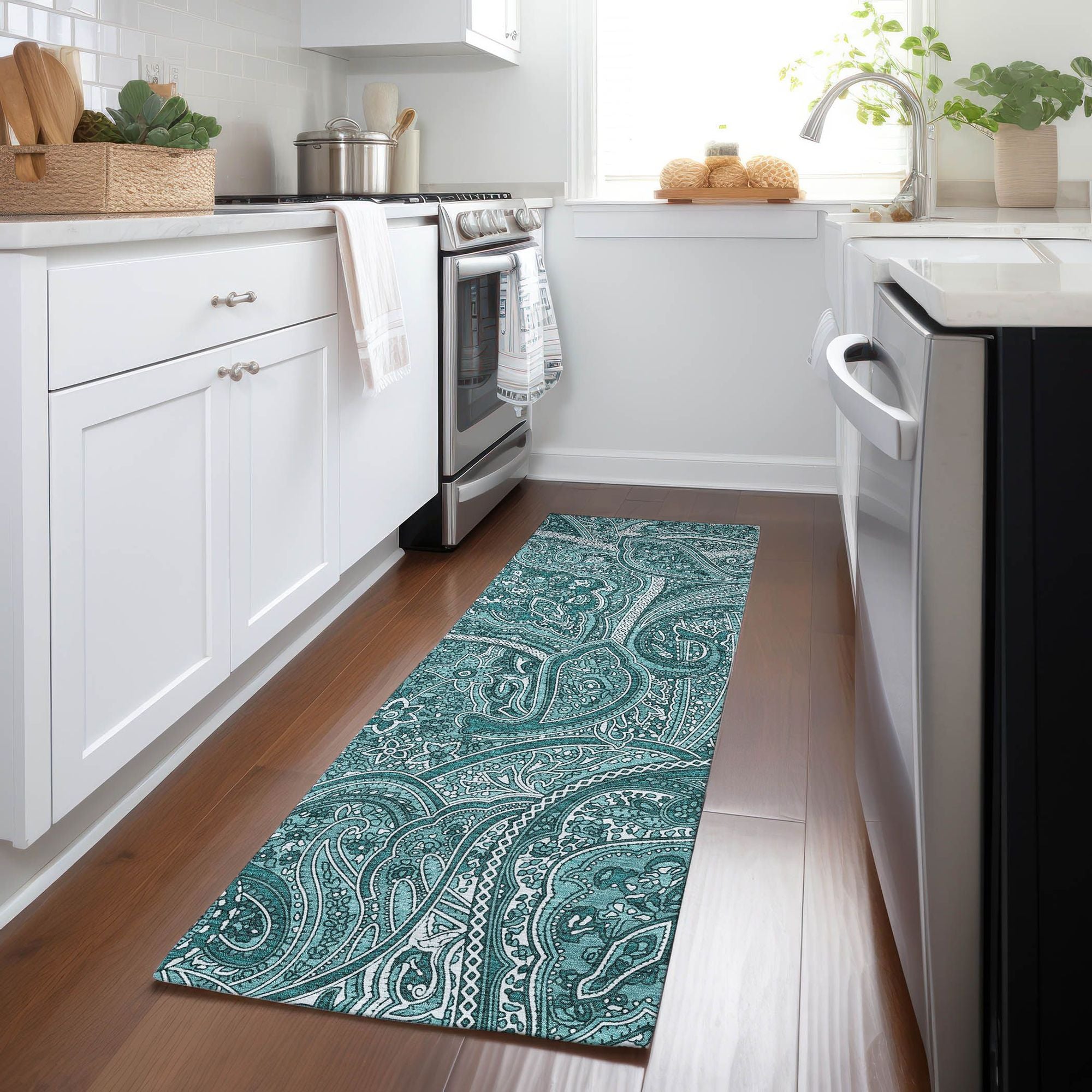 Machine Made ACN623 Teal  Rugs #color_teal 