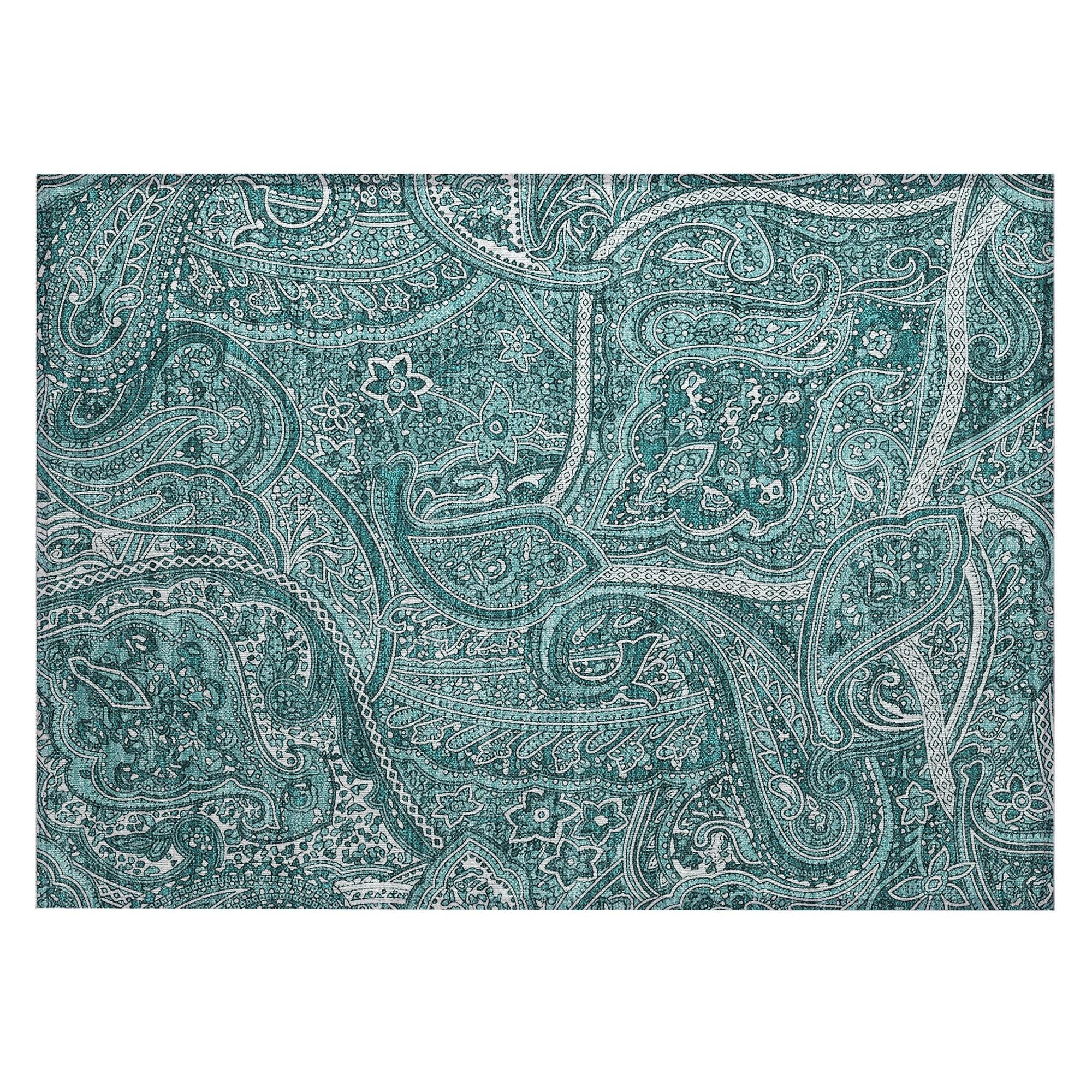 Machine Made ACN623 Teal  Rugs #color_teal 