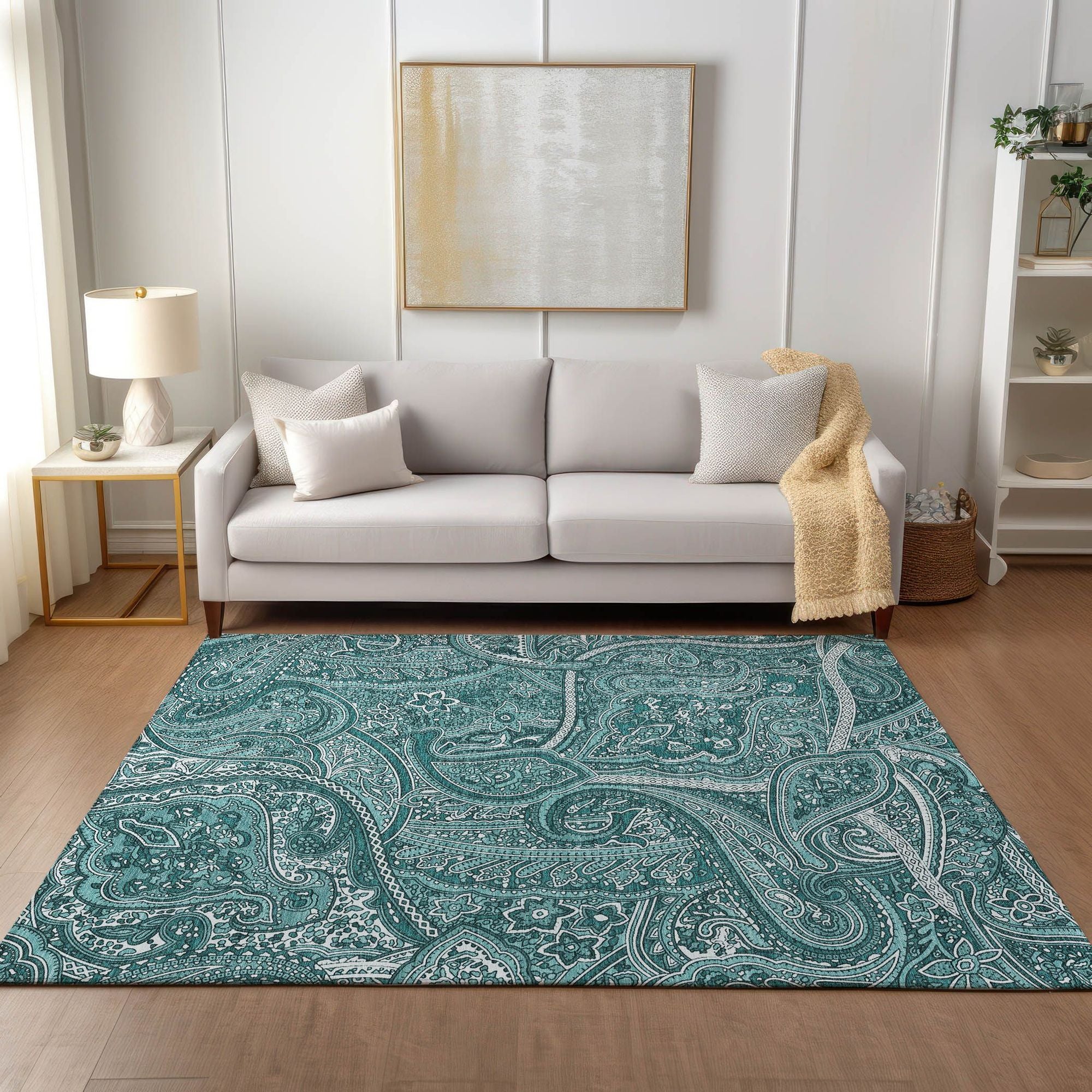 Machine Made ACN623 Teal  Rugs #color_teal 