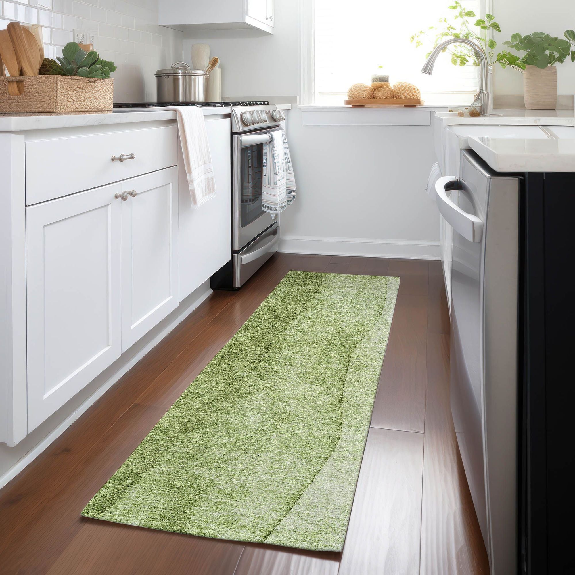 Machine Made ACN625 Olive Green Rugs #color_olive green