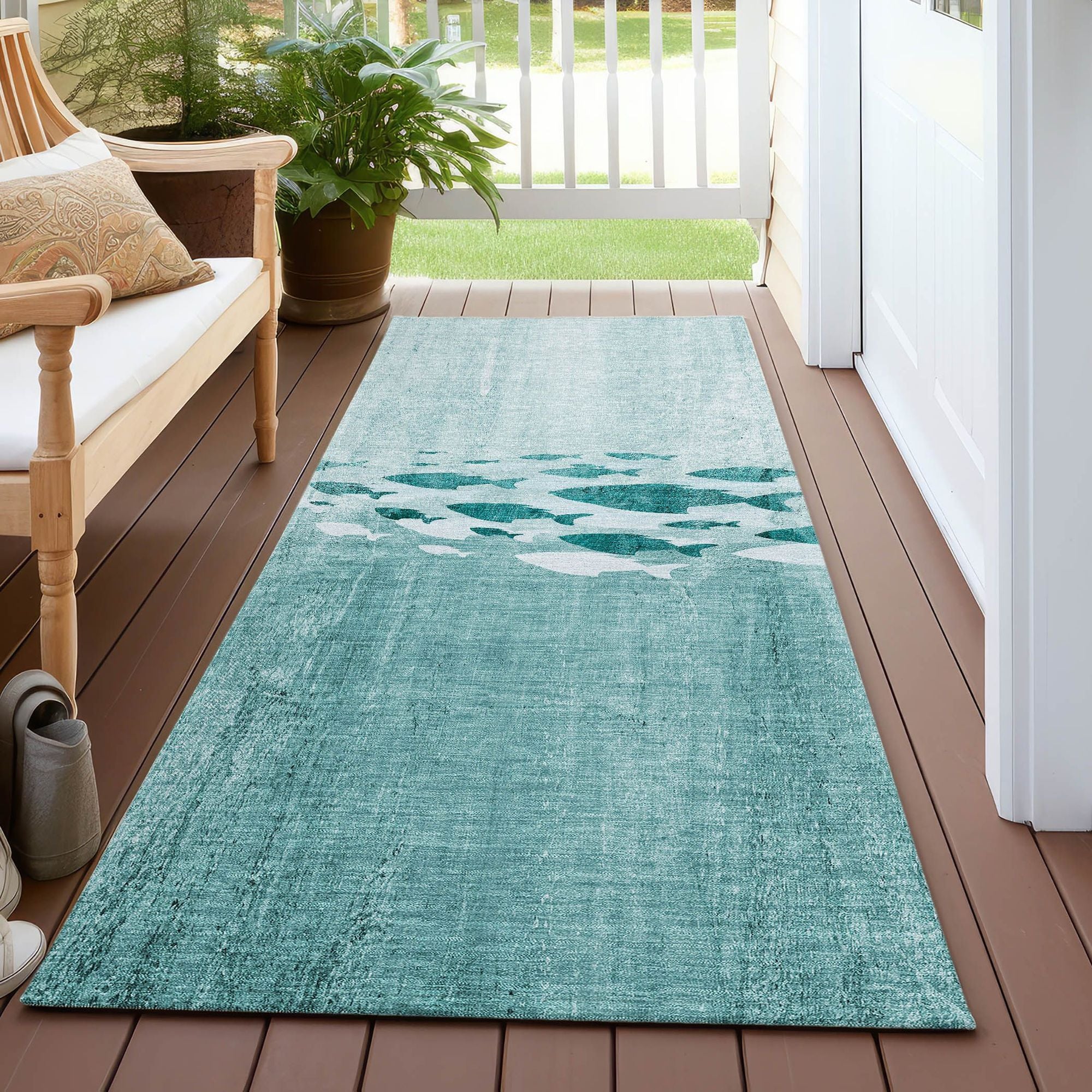 Machine Made ACN627 Teal  Rugs #color_teal 