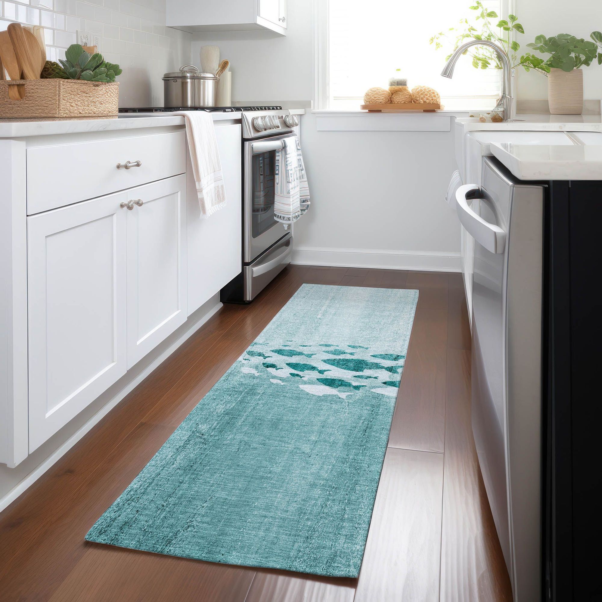 Machine Made ACN627 Teal  Rugs #color_teal 