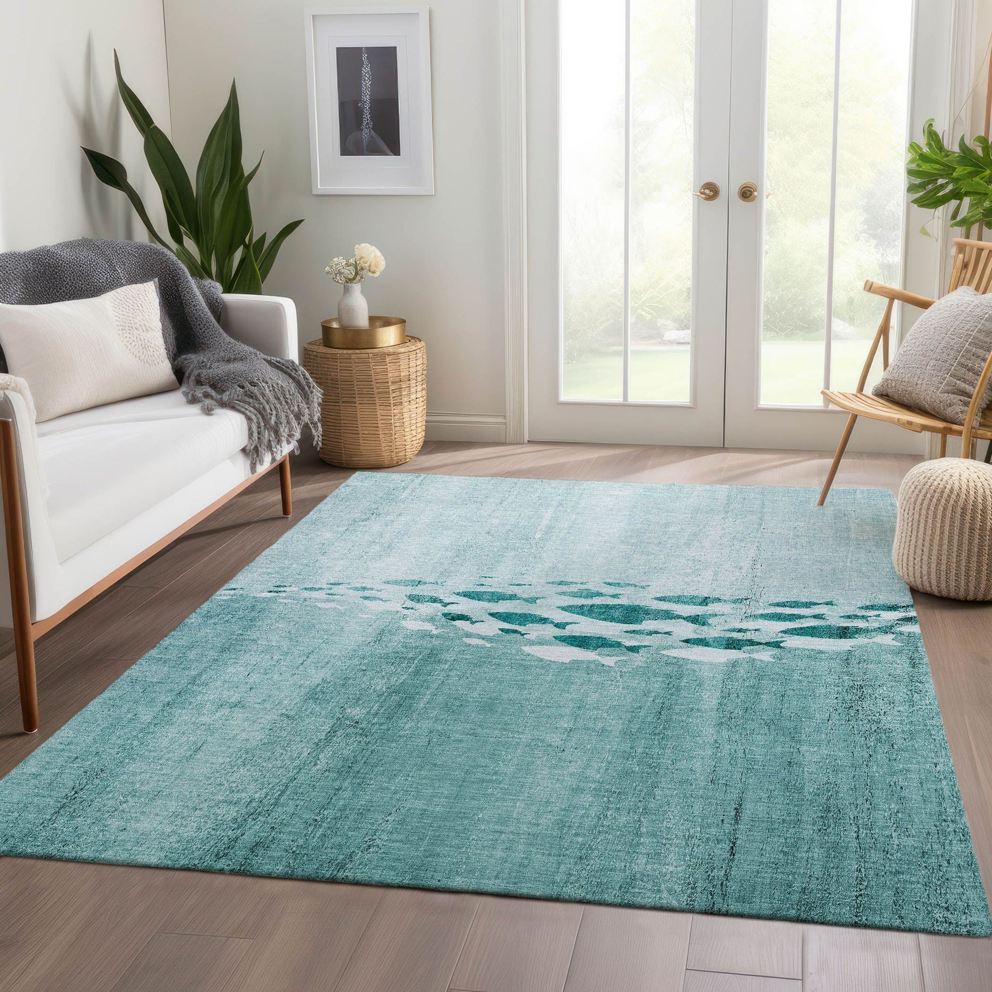 Machine Made ACN627 Teal  Rugs #color_teal 