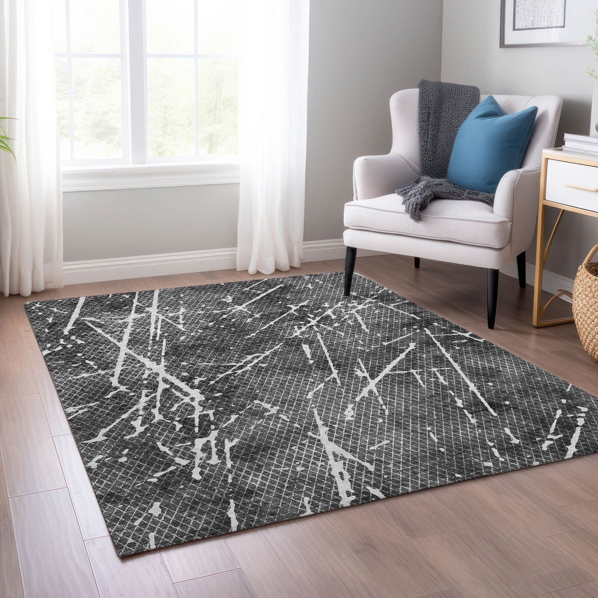 Machine Made ACN628 Charcoal Gray Rugs #color_charcoal gray