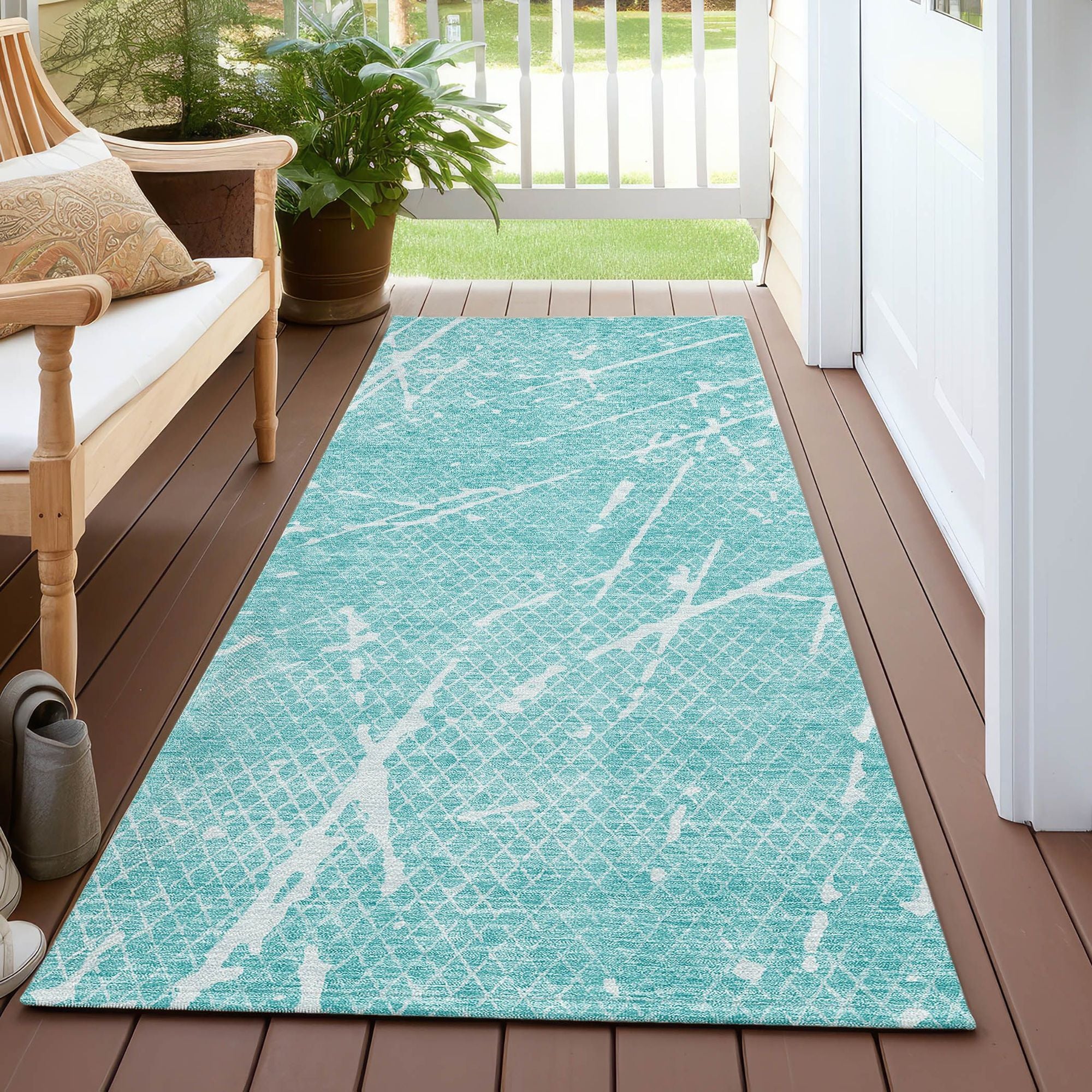 Machine Made ACN628 Teal  Rugs #color_teal 