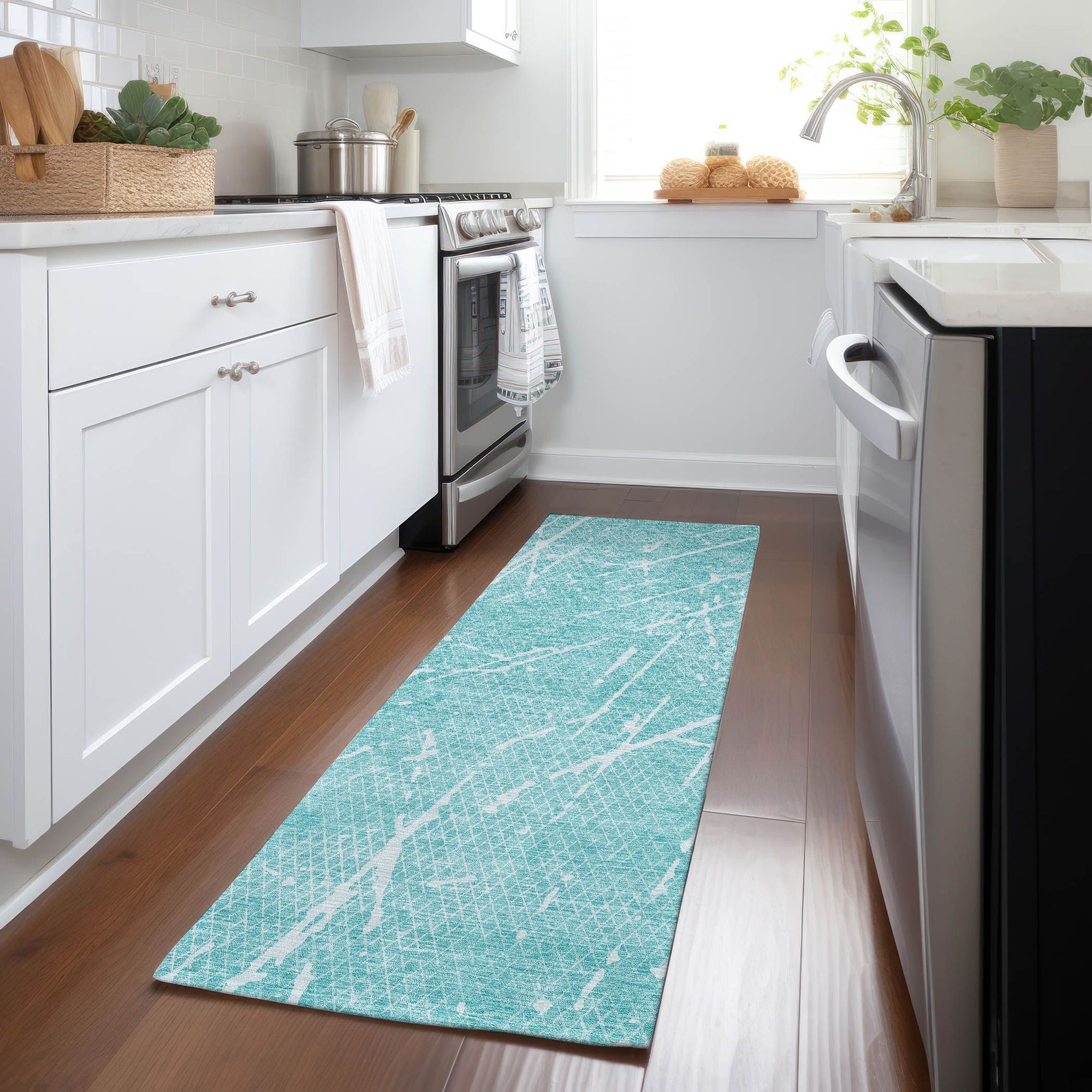 Machine Made ACN628 Teal  Rugs #color_teal 