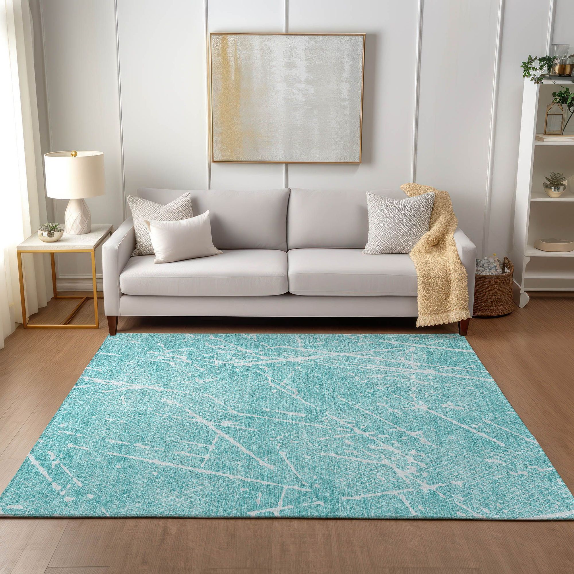 Machine Made ACN628 Teal  Rugs #color_teal 