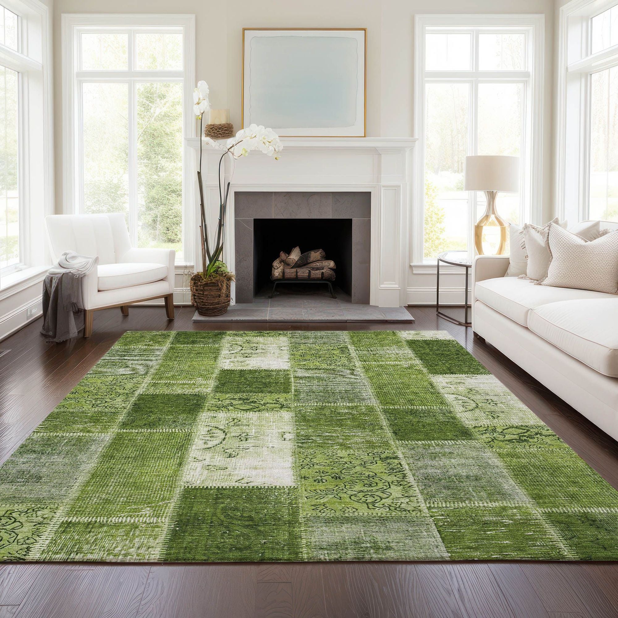 Machine Made ACN631 Olive Green Rugs #color_olive green