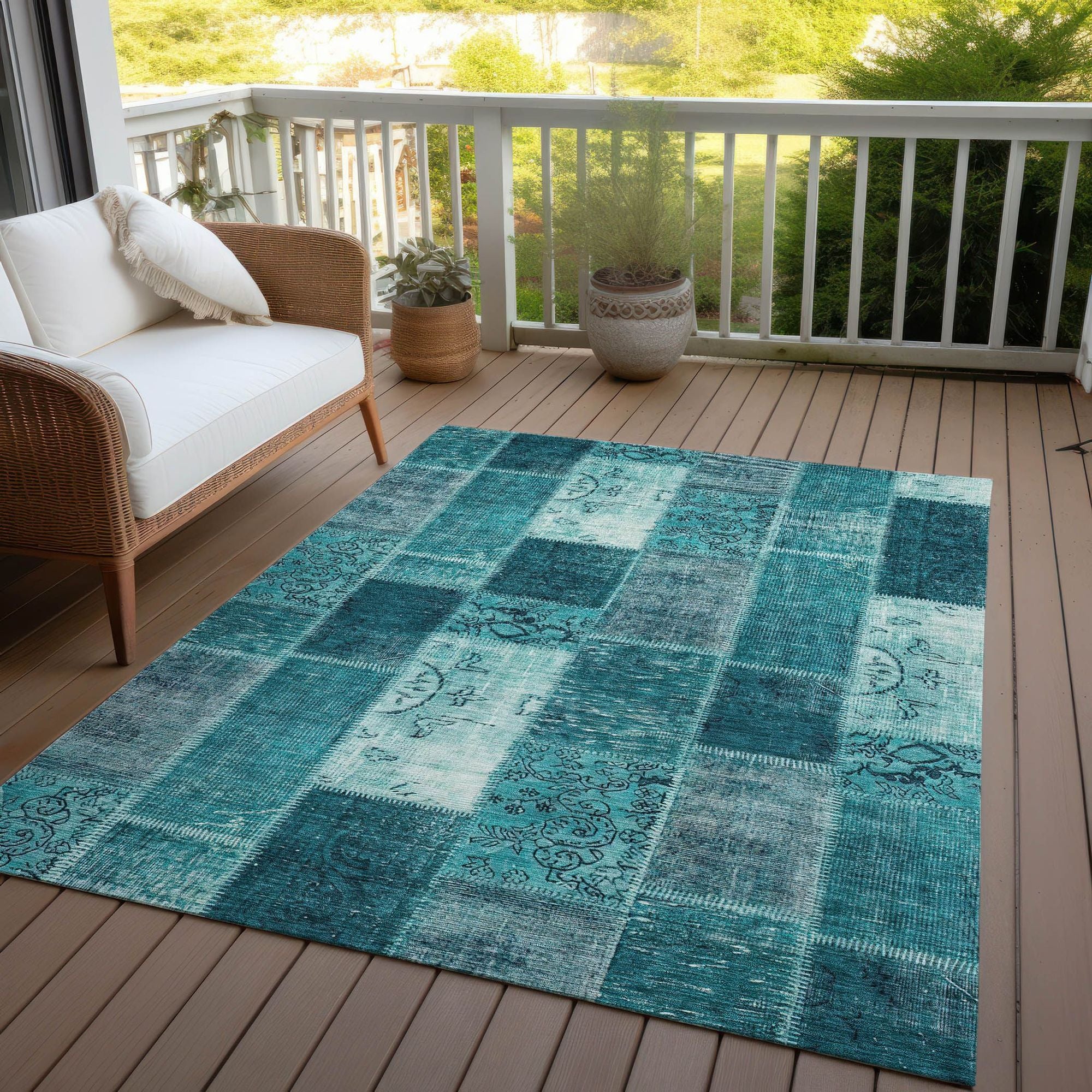 Machine Made ACN631 Teal  Rugs #color_teal 