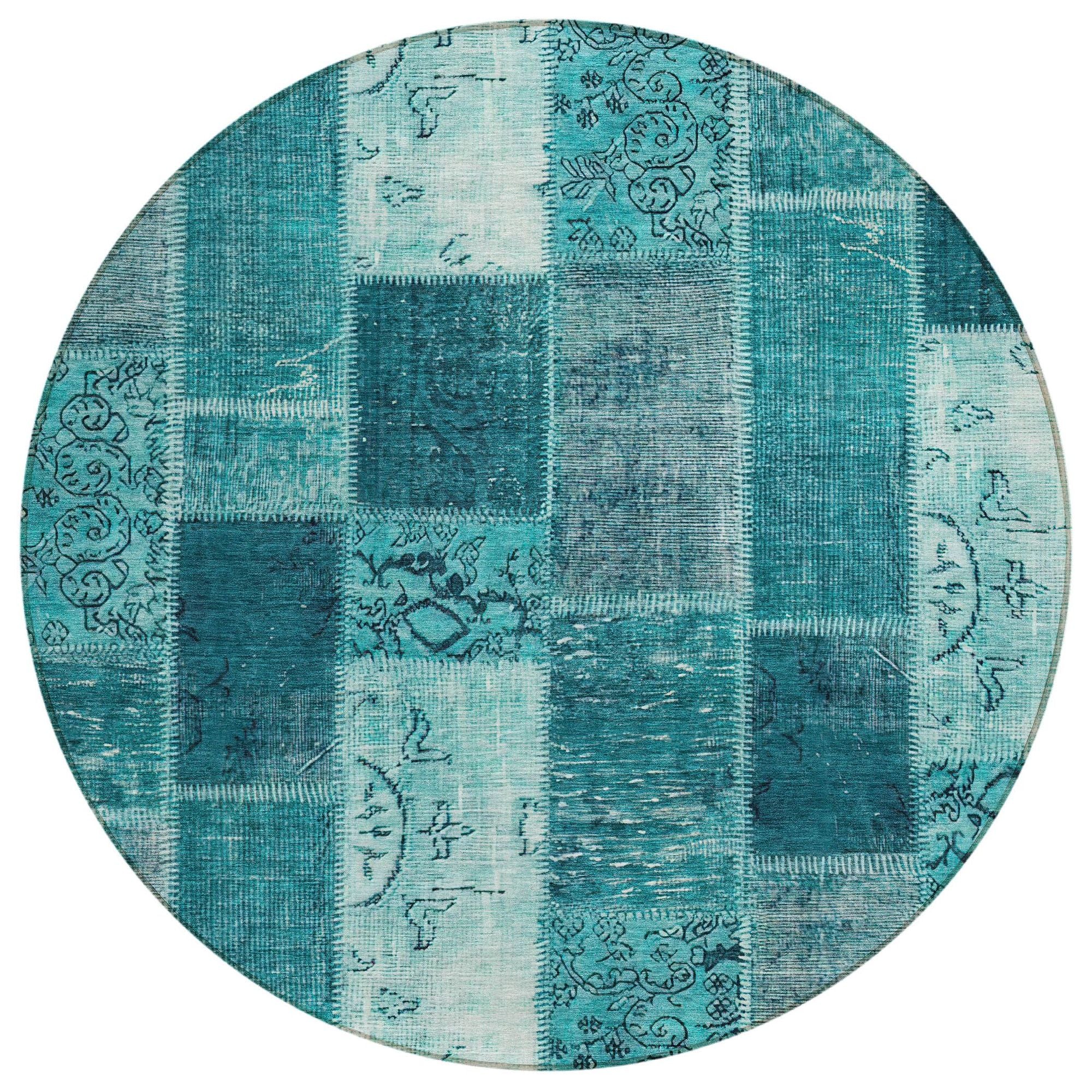 Machine Made ACN631 Teal  Rugs #color_teal 