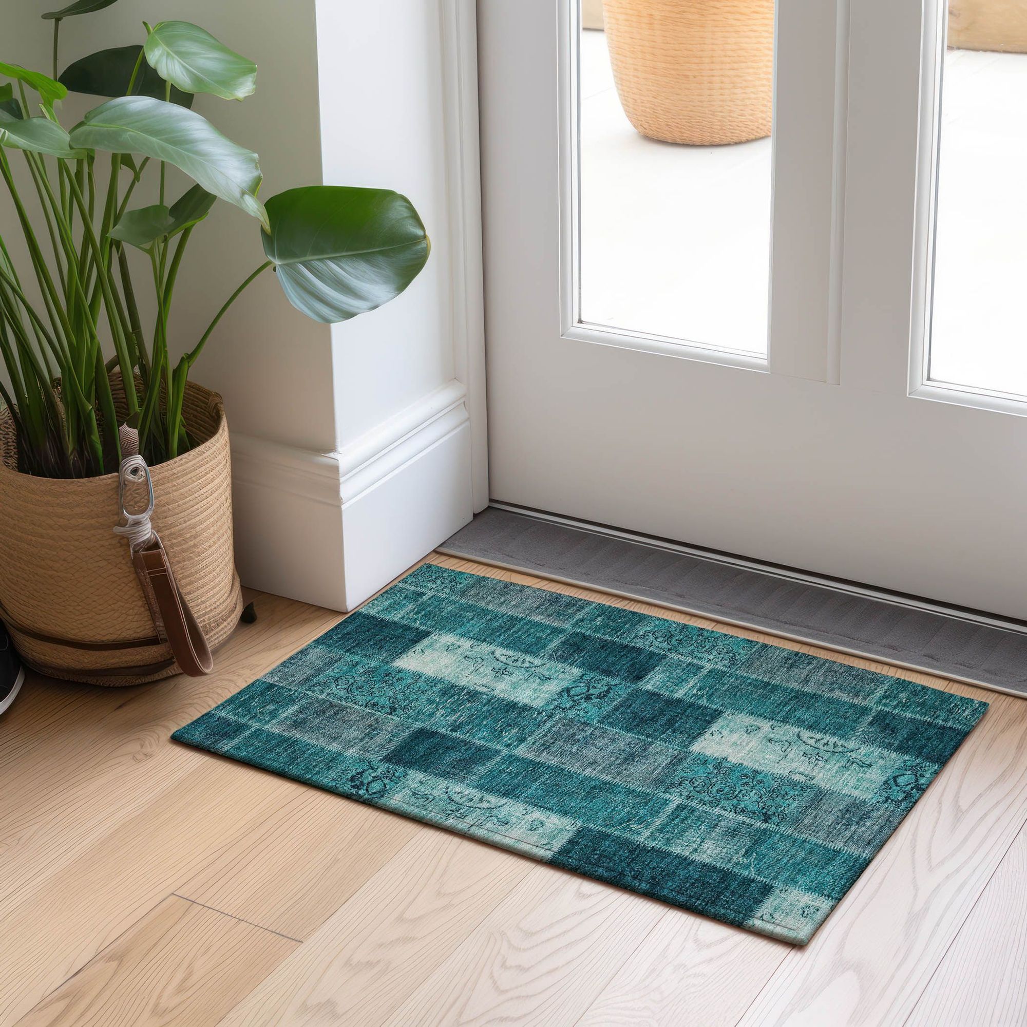 Machine Made ACN631 Teal  Rugs #color_teal 