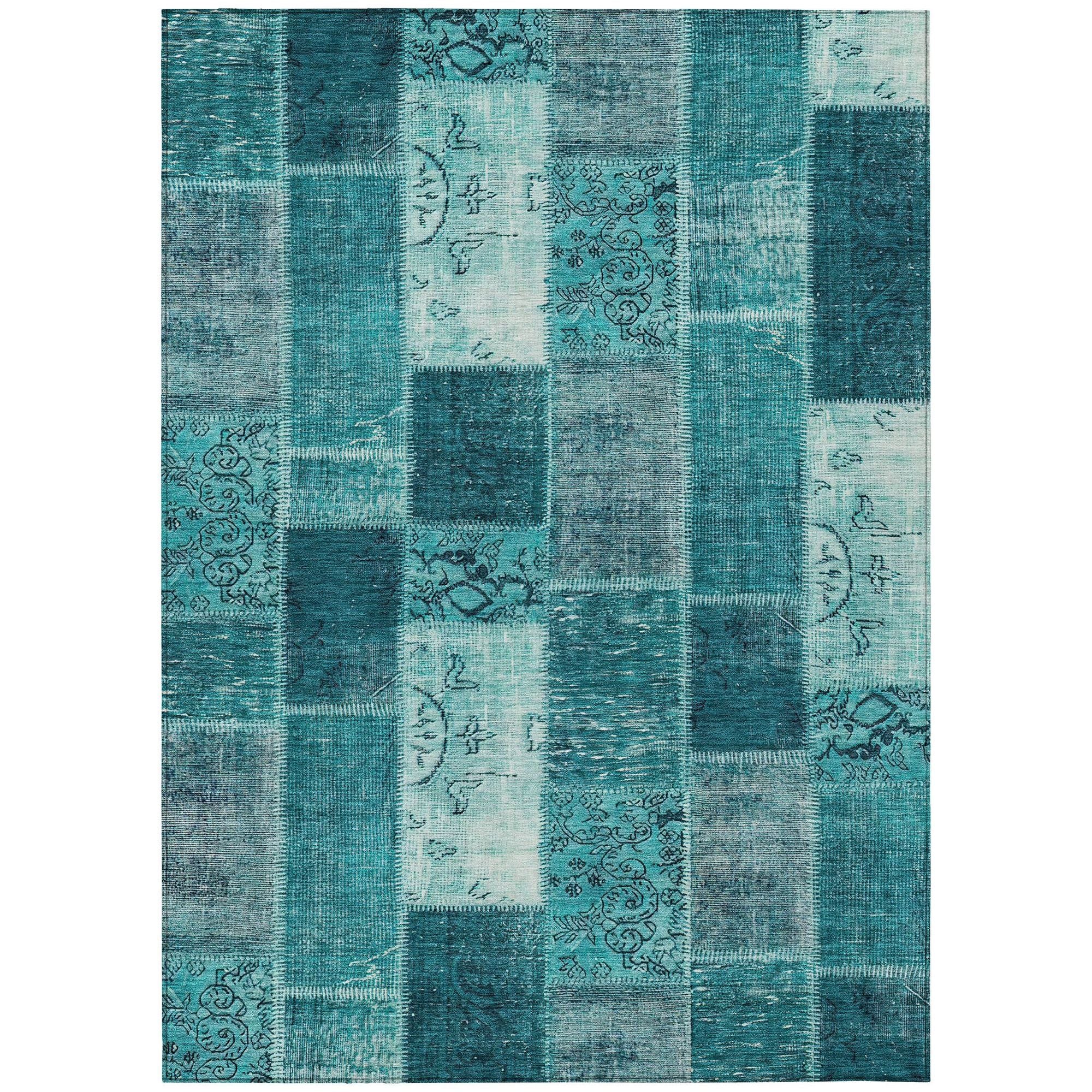 Machine Made ACN631 Teal  Rugs #color_teal 