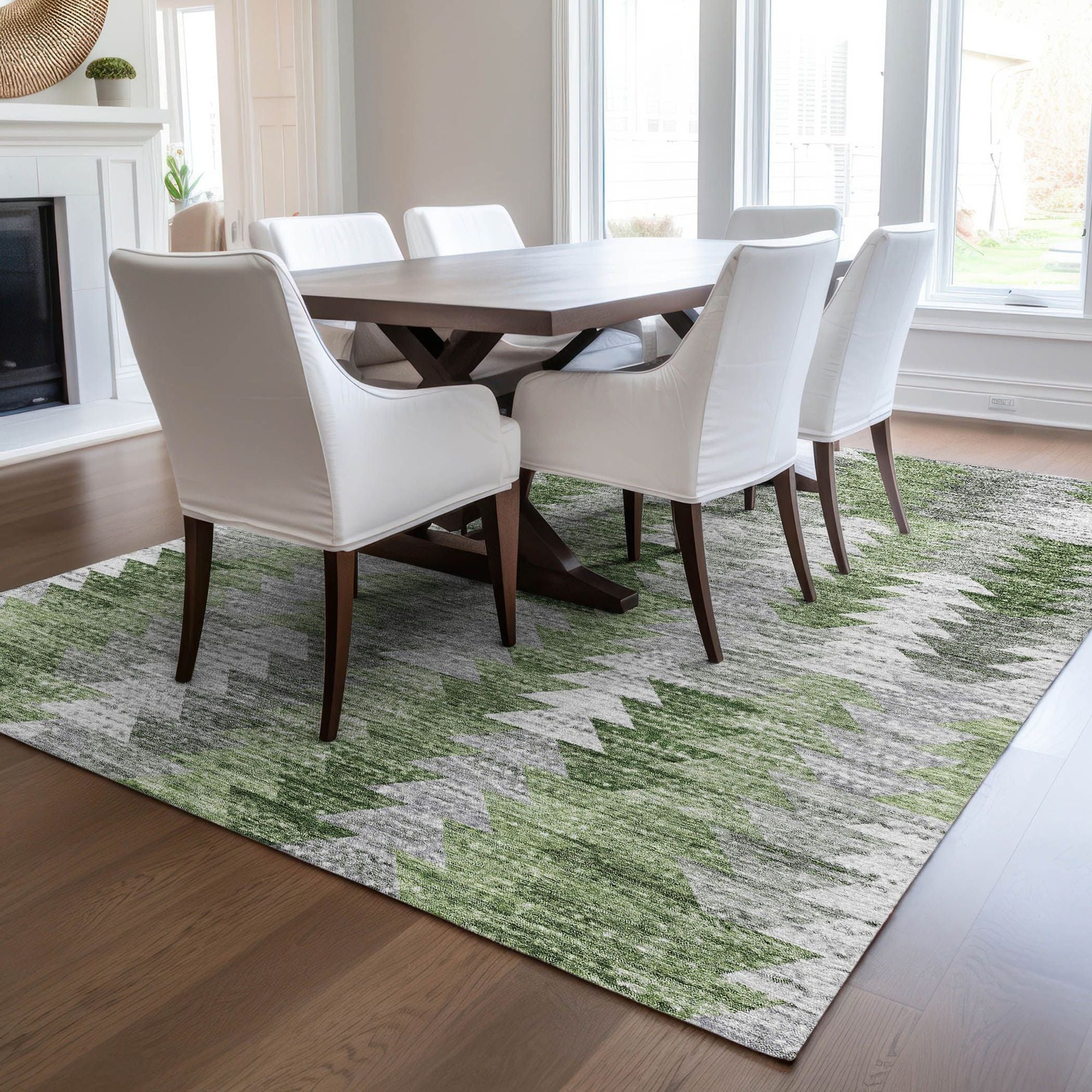 Machine Made ACN632 Green  Rugs #color_green 