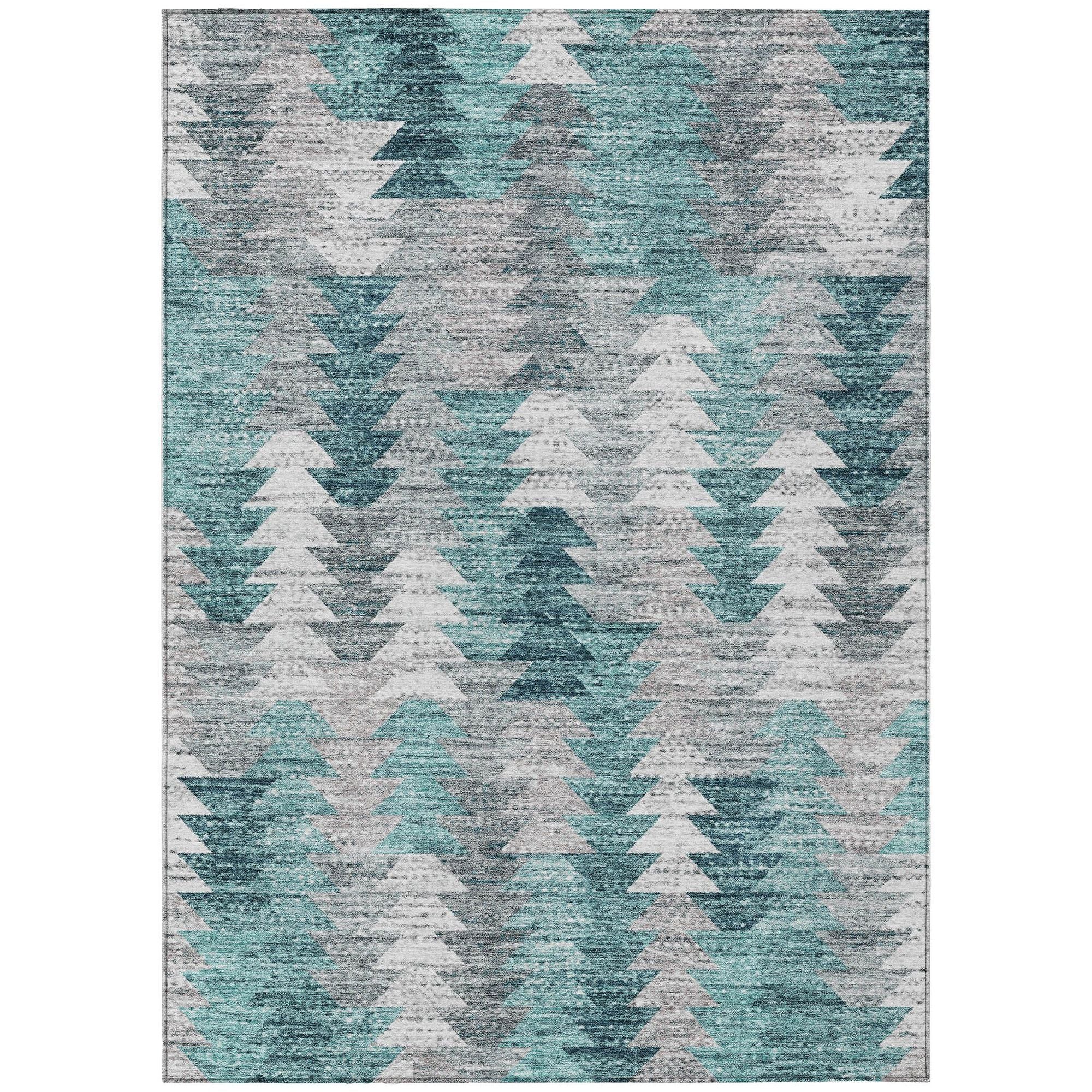 Machine Made ACN632 Teal  Rugs #color_teal 