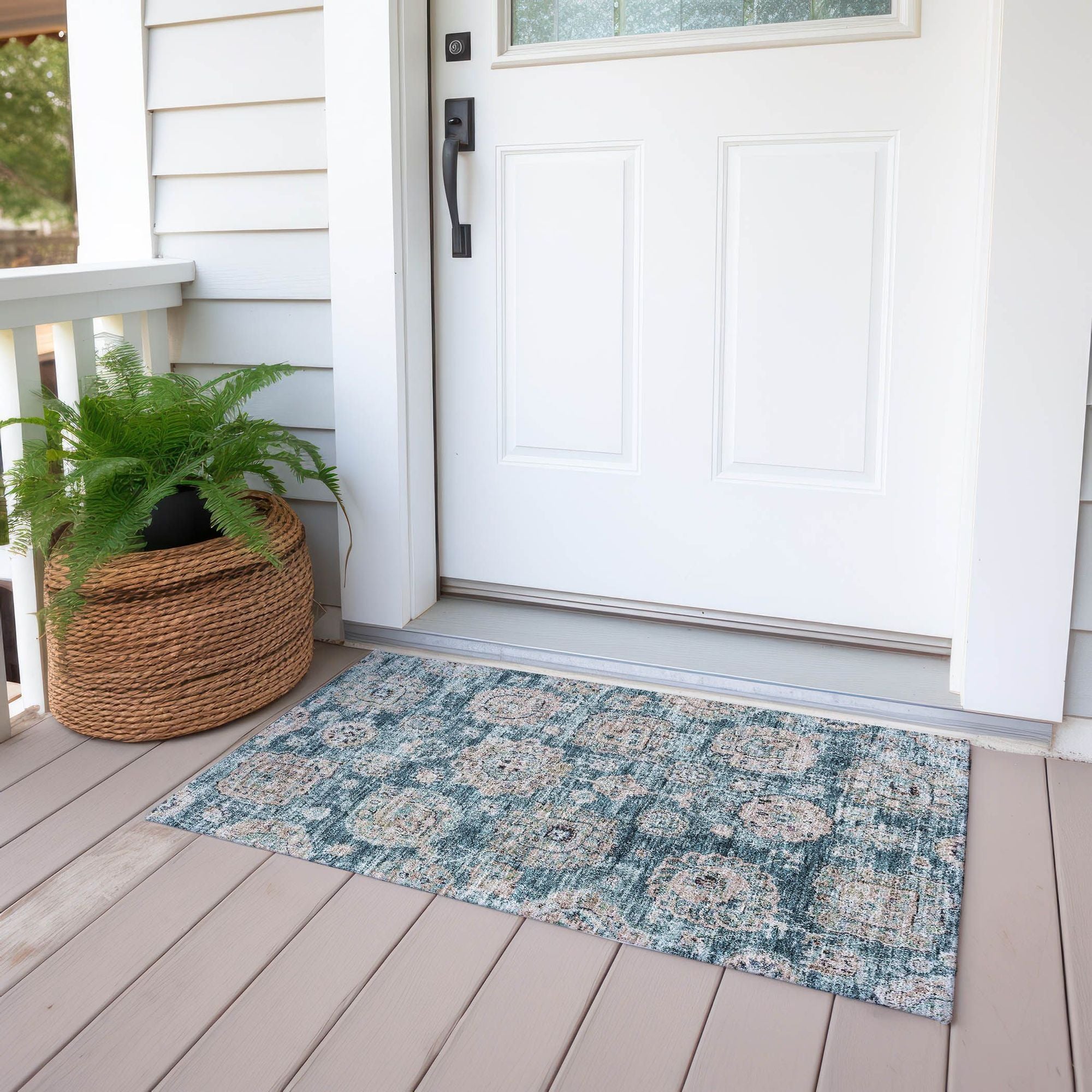 Machine Made ACN634 Teal  Rugs #color_teal 