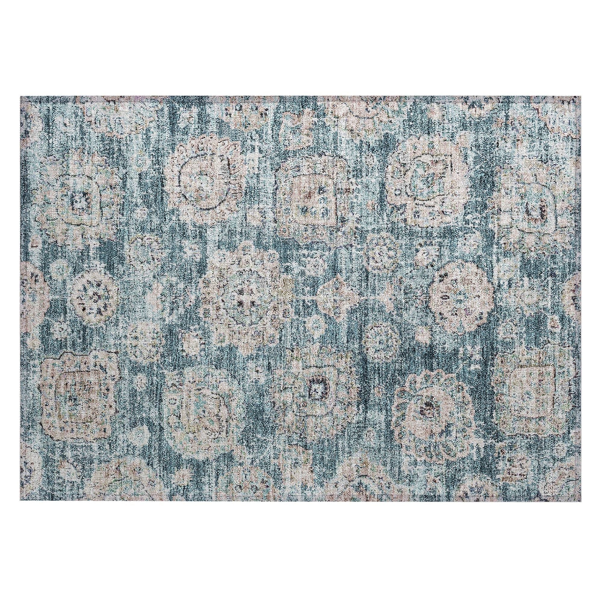 Machine Made ACN634 Teal  Rugs #color_teal 