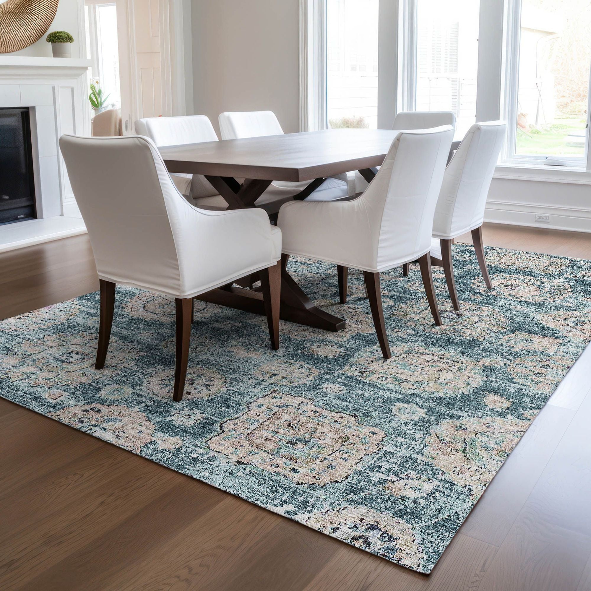 Machine Made ACN634 Teal  Rugs #color_teal 