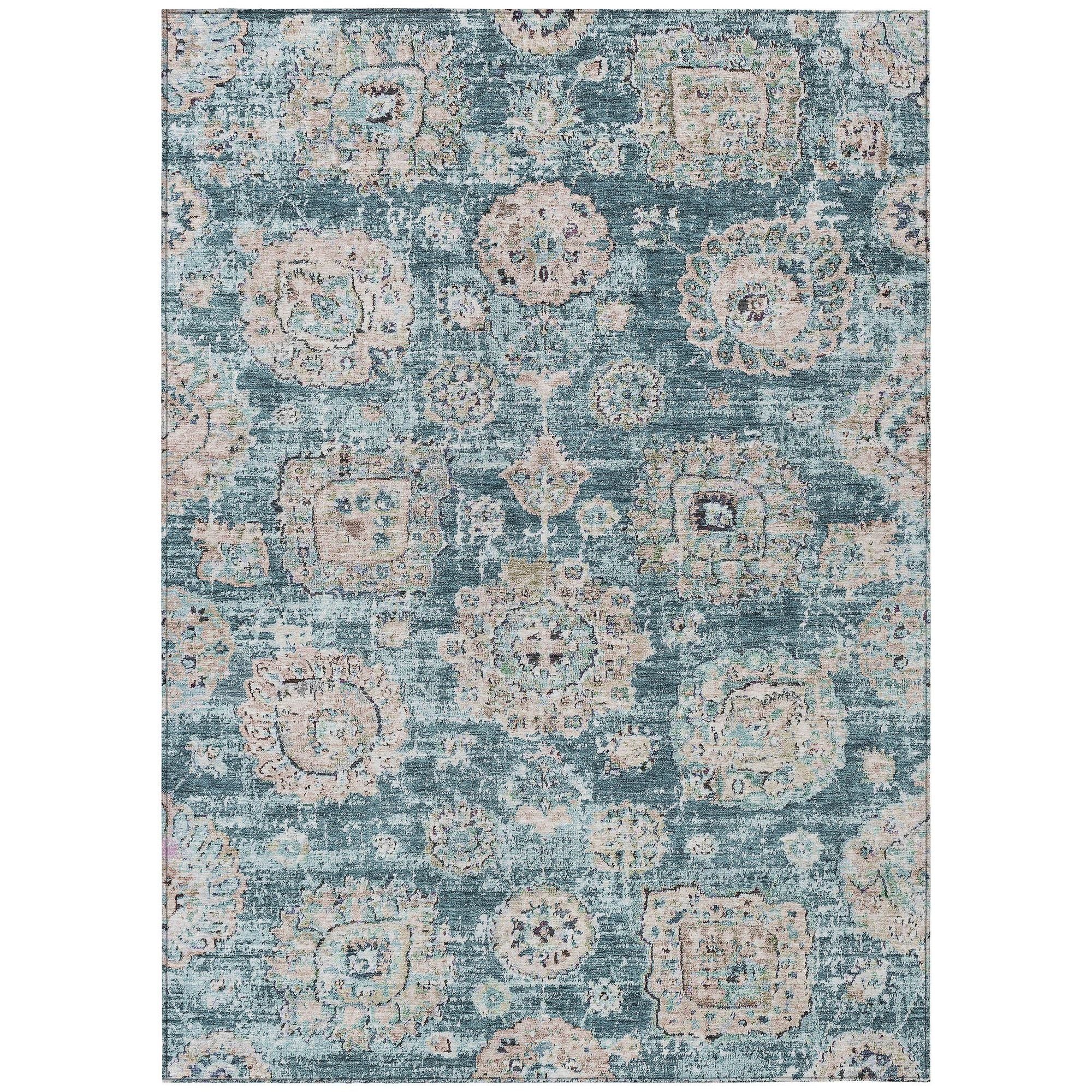 Machine Made ACN634 Teal  Rugs #color_teal 