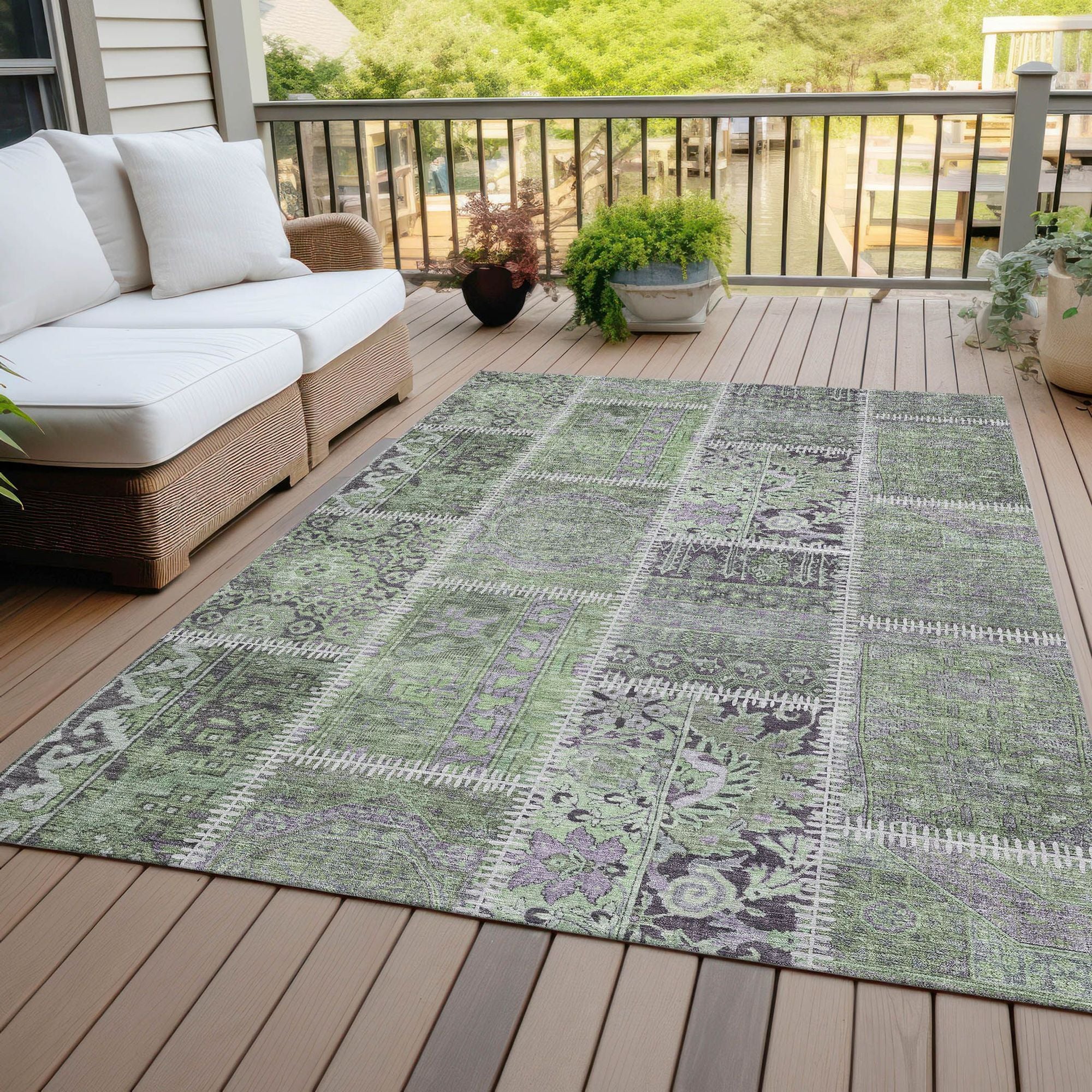 Machine Made ACN635 Green  Rugs #color_green 