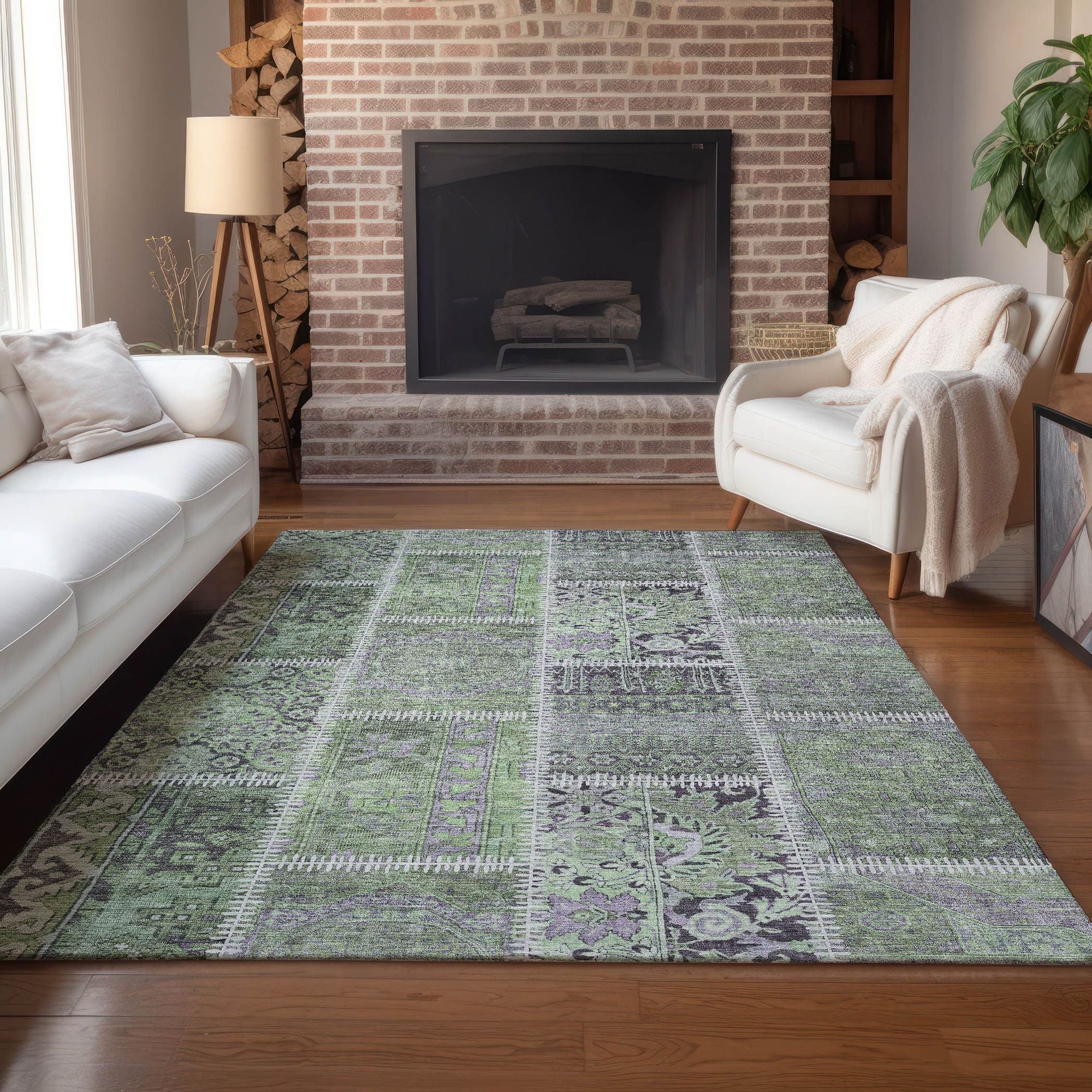 Machine Made ACN635 Green  Rugs #color_green 